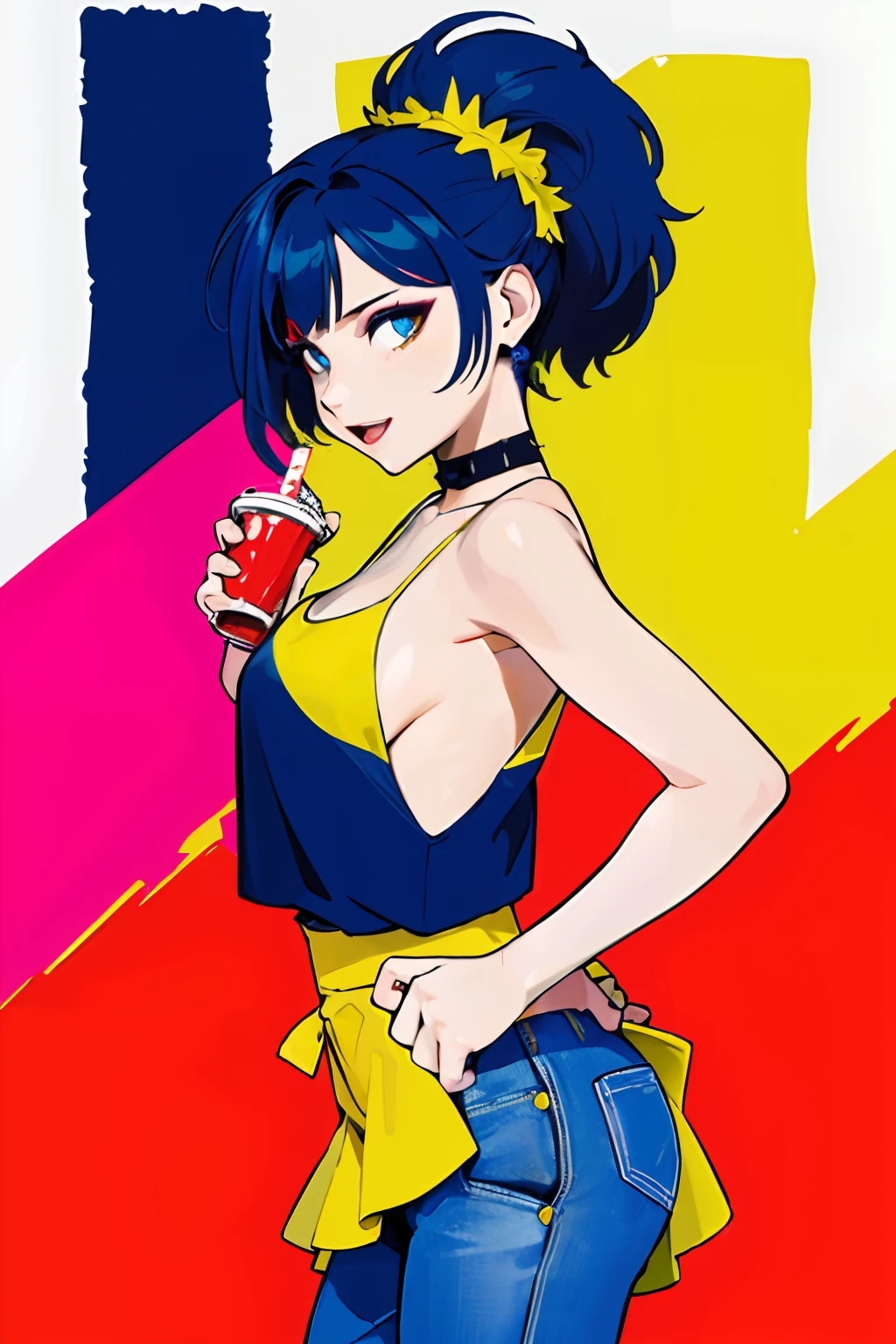 (masterpiece, best quality:1.4), (film poster, cover-style), young woman as the central character, sense of danger and intensity, dark and gritty background, The text is bold and attention-grabbing, color palette is mainly dark with splashes of vibrant colors, fashionable, woman, vibrant, outfit, posing, front, colorful, dynamic, background, elements, confident, expression, majestic, modern, trendy, focus, fashion,