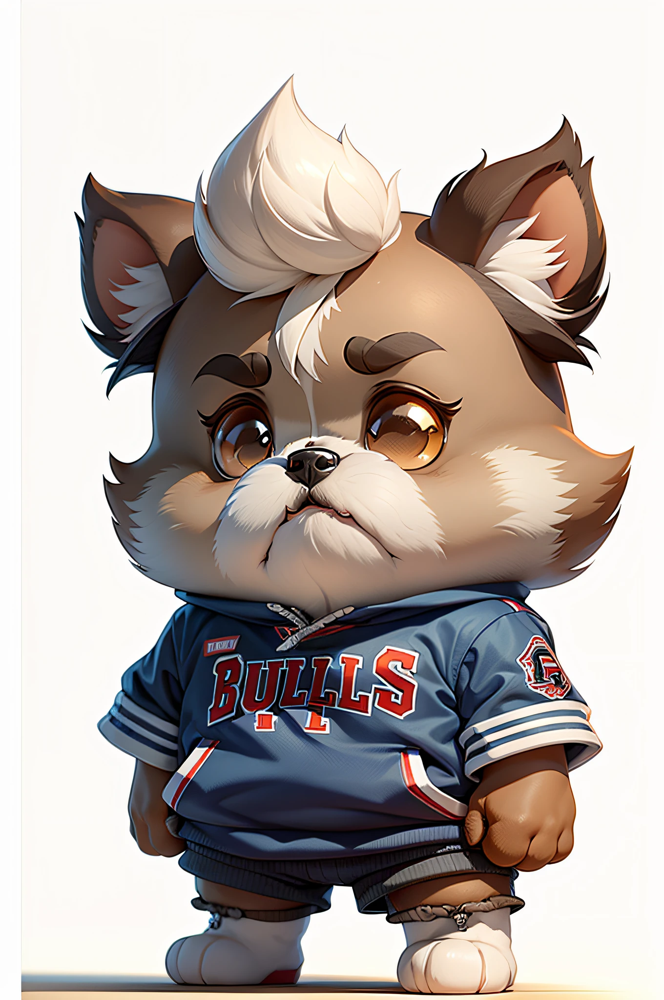 C4tt4stic, Chicago Bulls uniform cartoon、Breed Shih Tzu(ears are light brown、The right half of the face is white、Hair is short