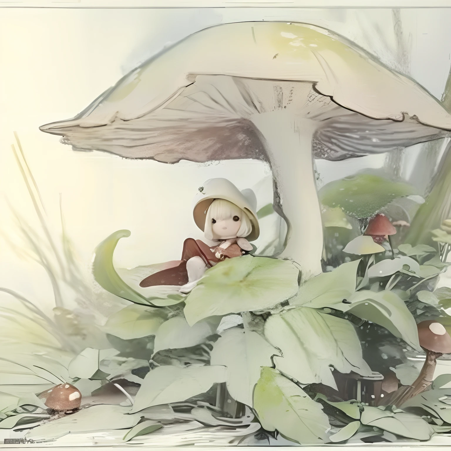 fairy under a mushroom in the rain, 8k photorealistic