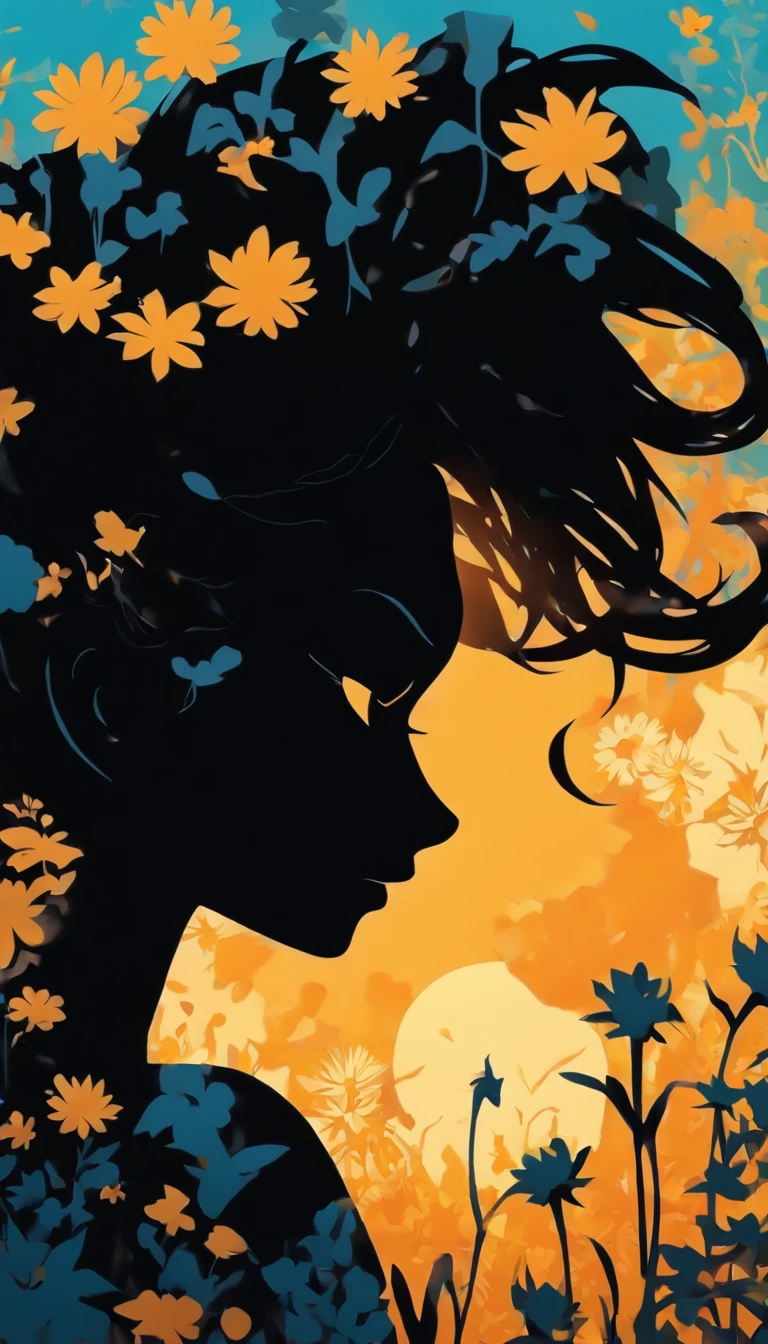 (Silhouette Art,cutouts:1.6) (((Paper cutting art,A world where only white exists:1.3) (Cowboy Shot),1 girl、Solo, (summer dress, profile:1.2),white, Clear and beautiful face,Romper (blue open sky、white clouds、Yellow sunflower) Textured glass background,World of Tarot Cards、summer feel