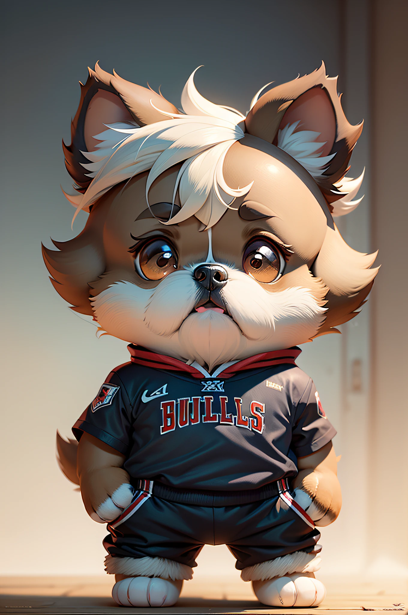 C4tt4stic, Chicago Bulls red uniform（The number is 23）comic strip、Breed Shih Tzu（ears are light brown、The right half of the face is white、Hair is short