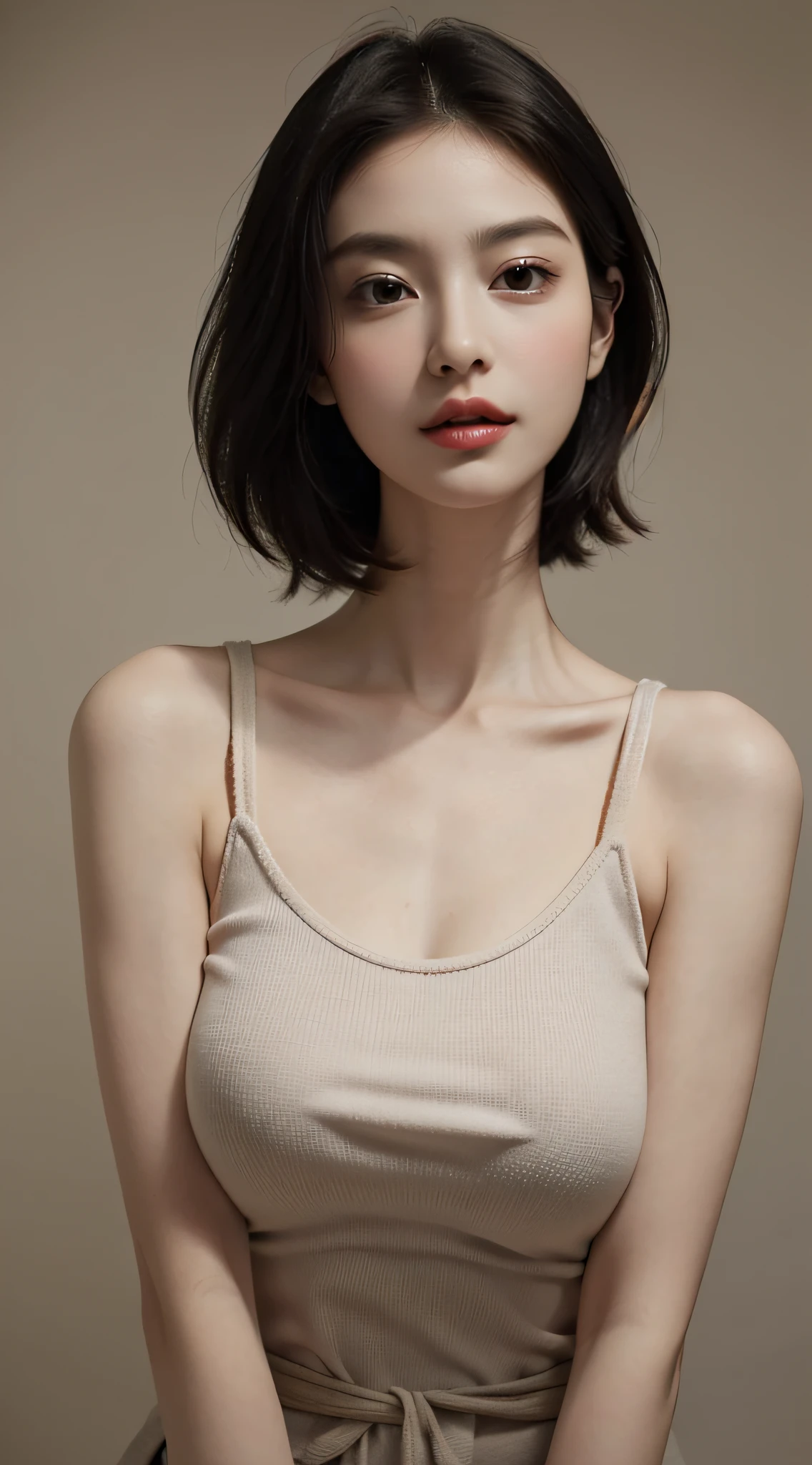 Arad woman without a shirt poses for a photo, smooth body features, decolletage, upperbody closeup, Elegant, sleek and smooth body, exquisite and smooth details, Rounded breasts,Smooth porcelain skin, close up half body shot, Soft natural lighting