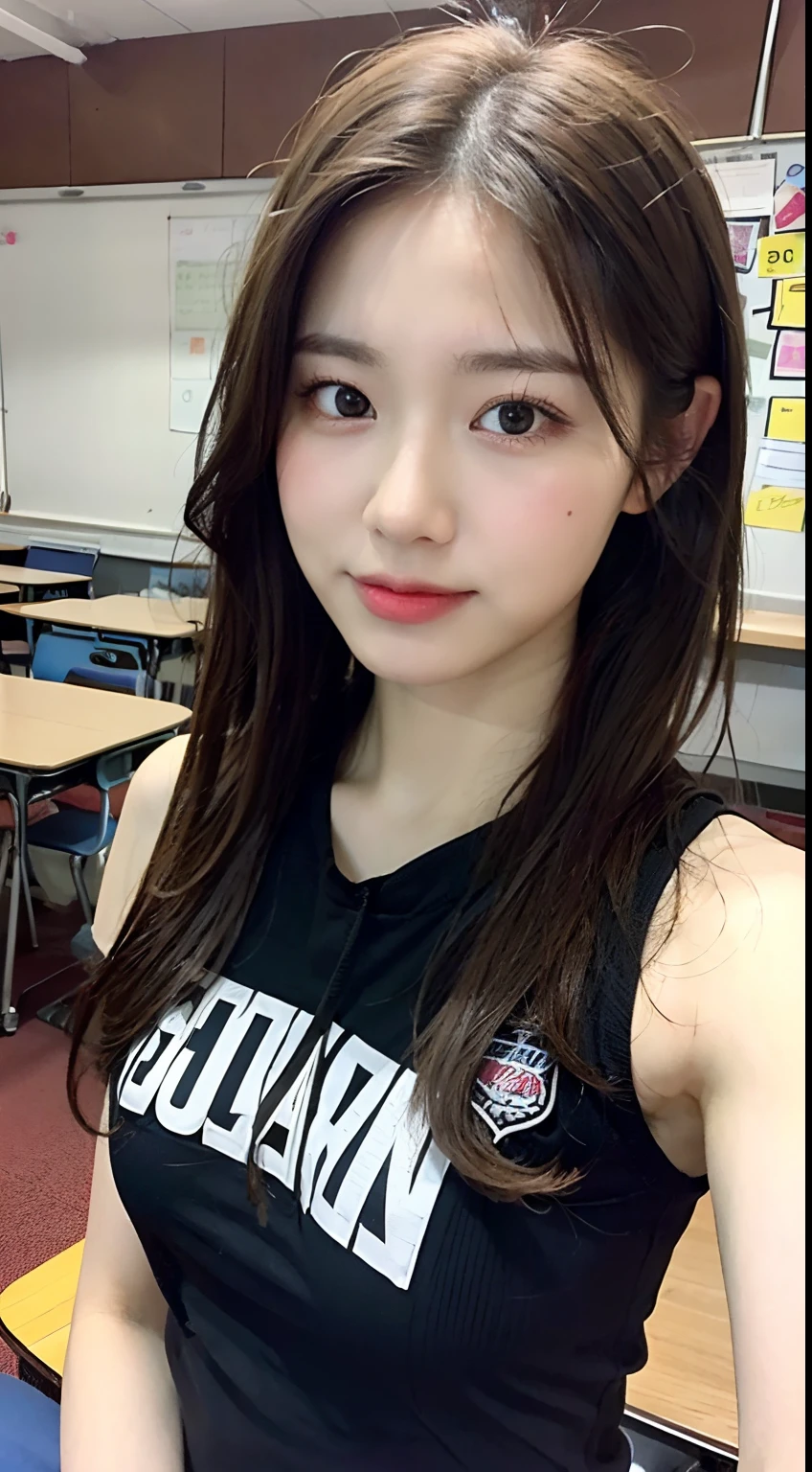 hightquality、​masterpiece、ultra res、a beauty girl、Beautiful girl face、cute girl face、、school gym、Wearing gym clothes、full bodyesbian、Famous actresses of Japan、very beautiful face、A sexy