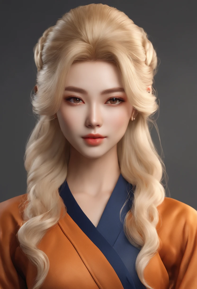 Japan Animated Fashion, Blonde Color Hair, Hairstyle like something out of Dragon Ball,Beautie、​masterpiece、8k、realisitic、authentic skin、high-level image quality