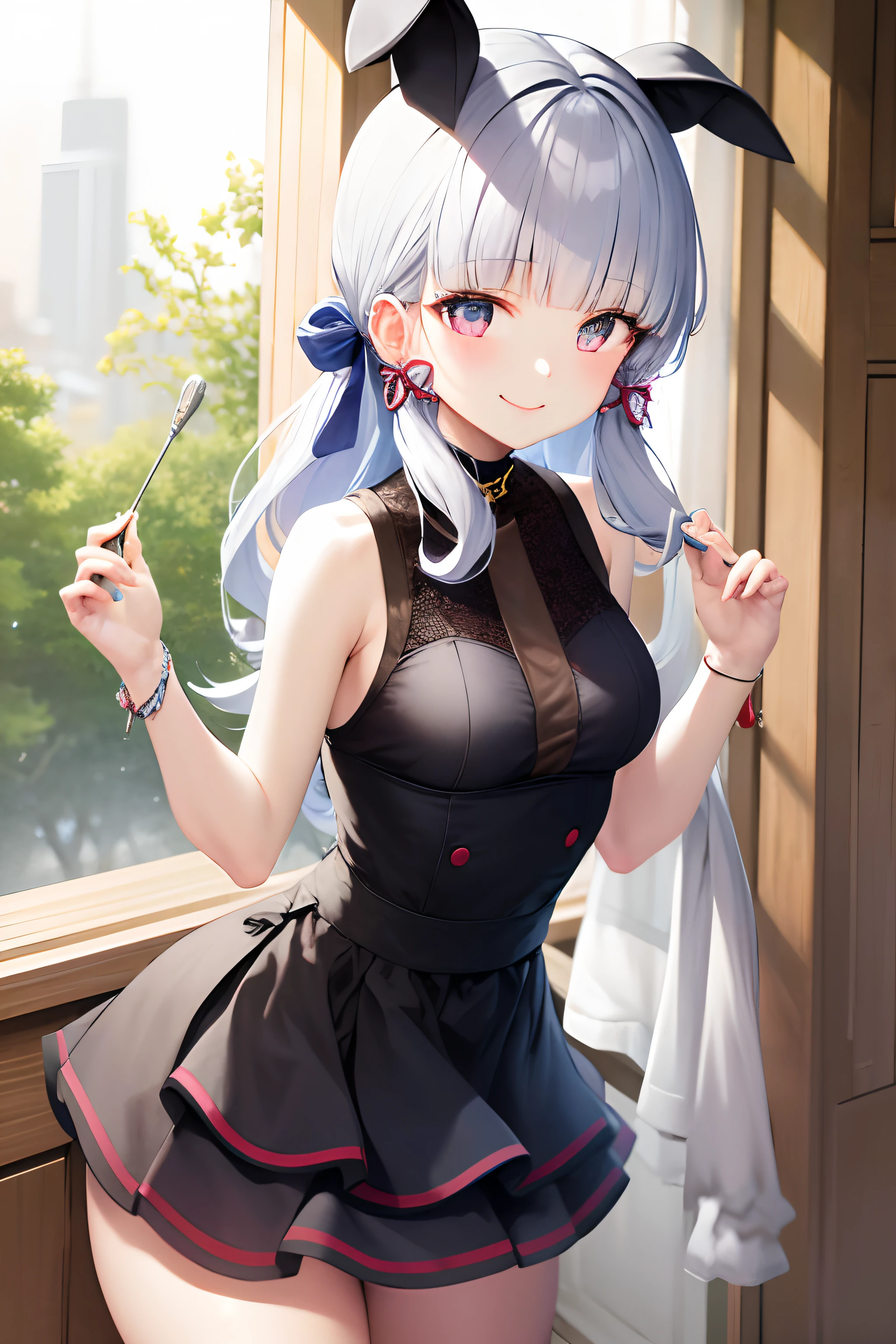 masterpiece, highres, best quality, 1girl solo, kamisato_ayaka, smile, panties blue