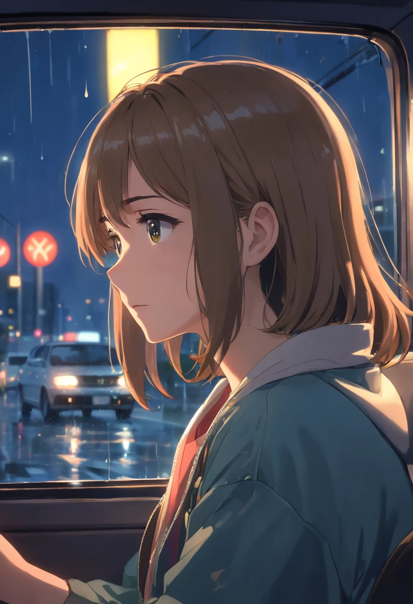 (best quality,4k,8k,highres,masterpiece:1.2),ultra-detailed,(realistic,photorealistic,photo-realistic:1.37),HDR,UHD,studio lighting,ultra-fine painting,sharp focus,physically-based rendering,extreme detail description,professional,vivid colors,bokeh,portrait,moody lighting,emotional,Fine Art,lonely girl,passenger in a car,depressed expression,disappointed,night,rainy,dark streets,reflecting lights,blurry cityscape,sadness,little girl,backseat of a car,window view,teardrops on the window pane,wet streets,distant headlights,heartbroken,wistful gaze,loneliness,expressive face,quiet environment