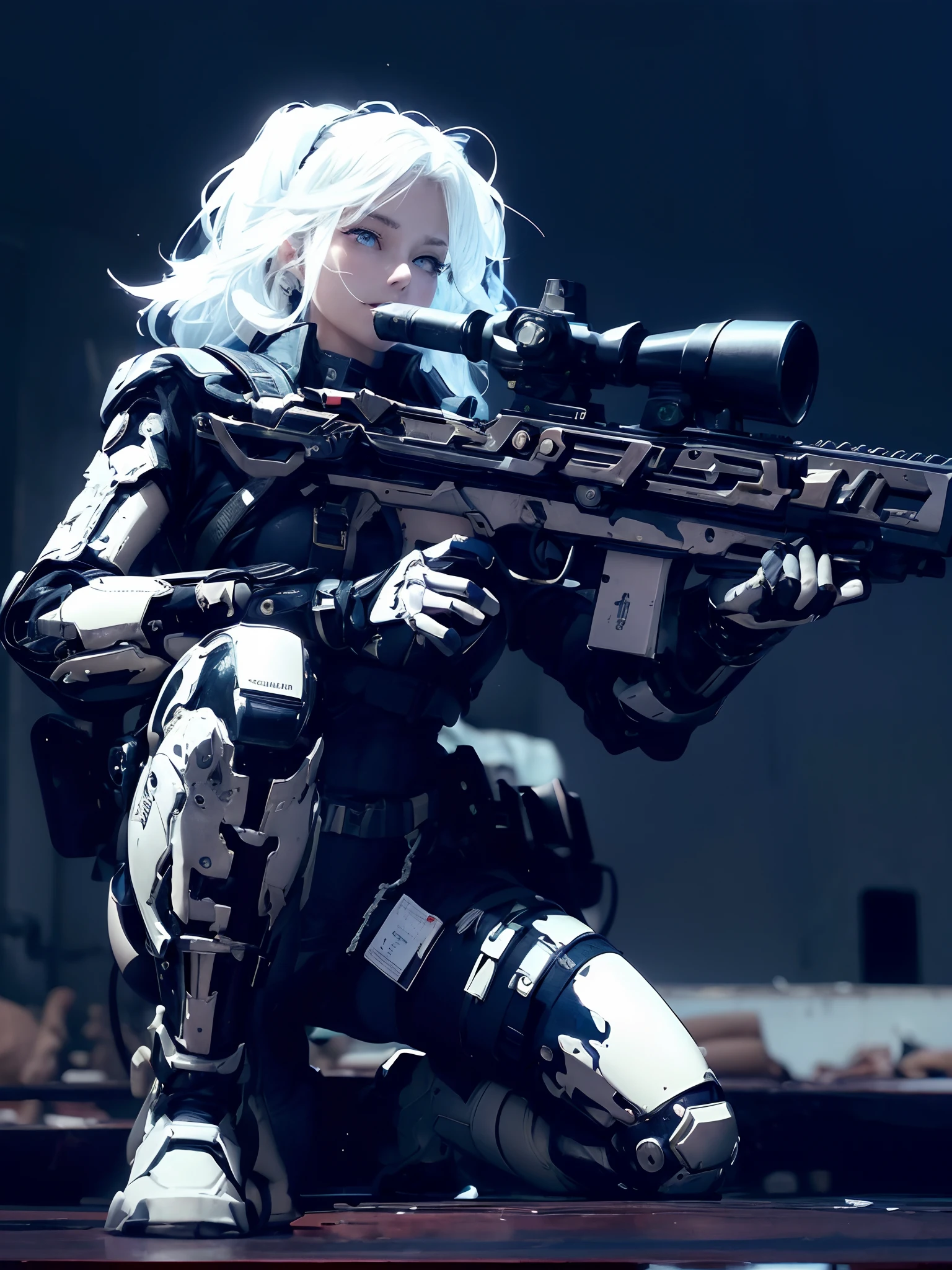 the Extremely Detailed CG Unity 8K Wallpapers,top-quality,ultra-detailliert,​masterpiece,realisitic,Photo Real,Bright lighting,extremely detailed cute girl,17 age,Innocent blue eyes,A detailed eye,(white haired),(long hair),(bangss),flawless skin,shinny skin,fair white skin,Fine skin,large full breasts,((perfect anatomia,nice hand,perfect hand,Five fingers connected to the palm of the hand,accurate hands without incongruity)),Show off panties、pantyshot、(soldier girl)、front facing、((dynamicposes)))、((Sit with both knees upright))、((sit on stairs))、Inner thigh-sitting、a park、blazers ,weapon super detailed