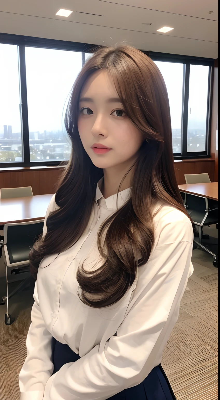 - [ ] Photorealistic:1.37, masutepiece, Best Quality, Raw photo, absurderes, nffsw, 1girl in, Wavy Hair, Brown hair , Looking at Viewer, In the large conference room of the office in the Hightower office building in Tokyo ,Tokyo Tower,intricate detailes, Detailed background, Detailed skin, Pore, hight resolution, nffsw , Presentation to 10 Men , beautiful model, Soft light on the face,japanse_modeled , midium breasts, 30-year-old woman with ,((White uniform shirt))