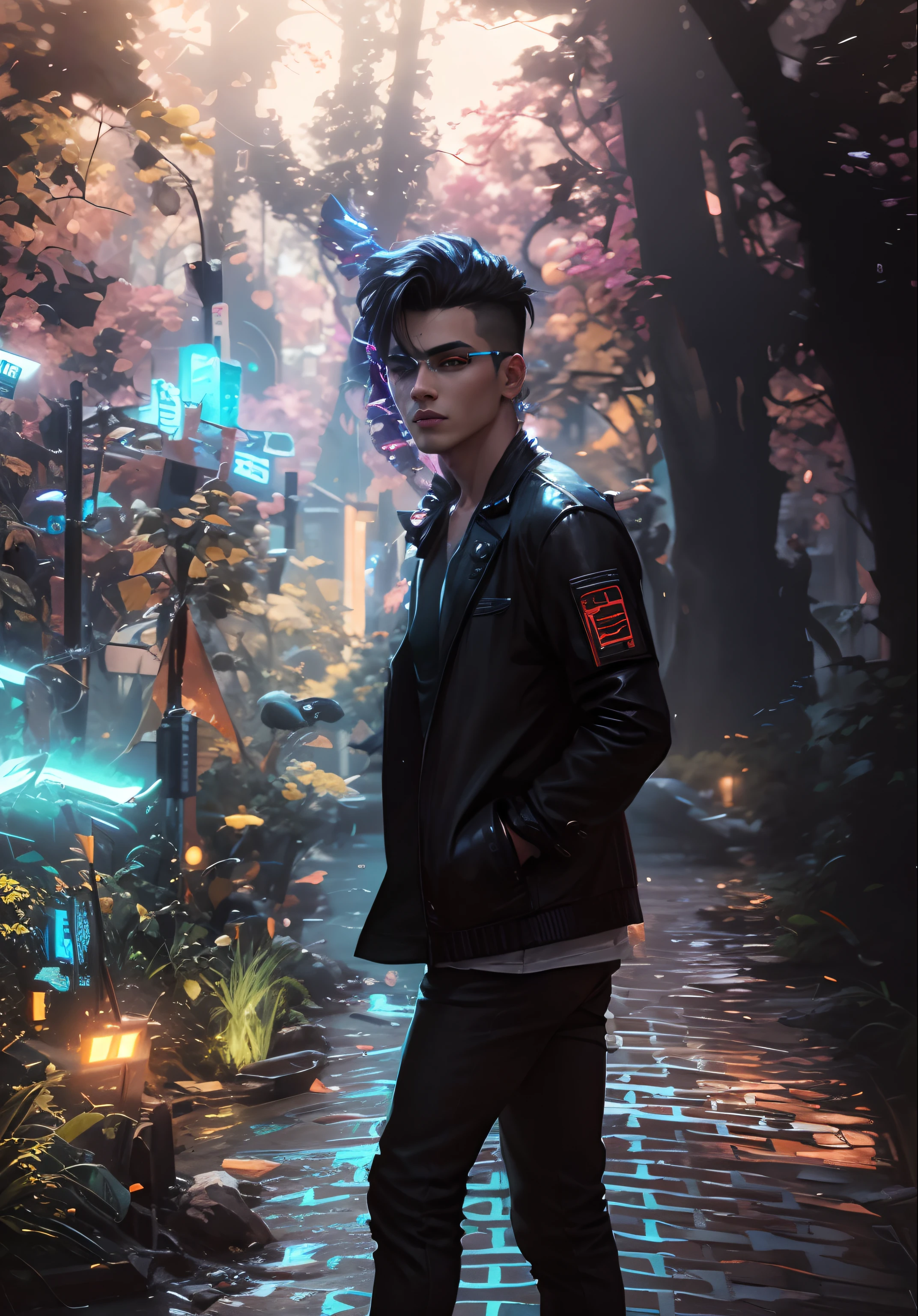 Change background cyberpunk handsome boy, realistic Face ,8k,ultra realistic