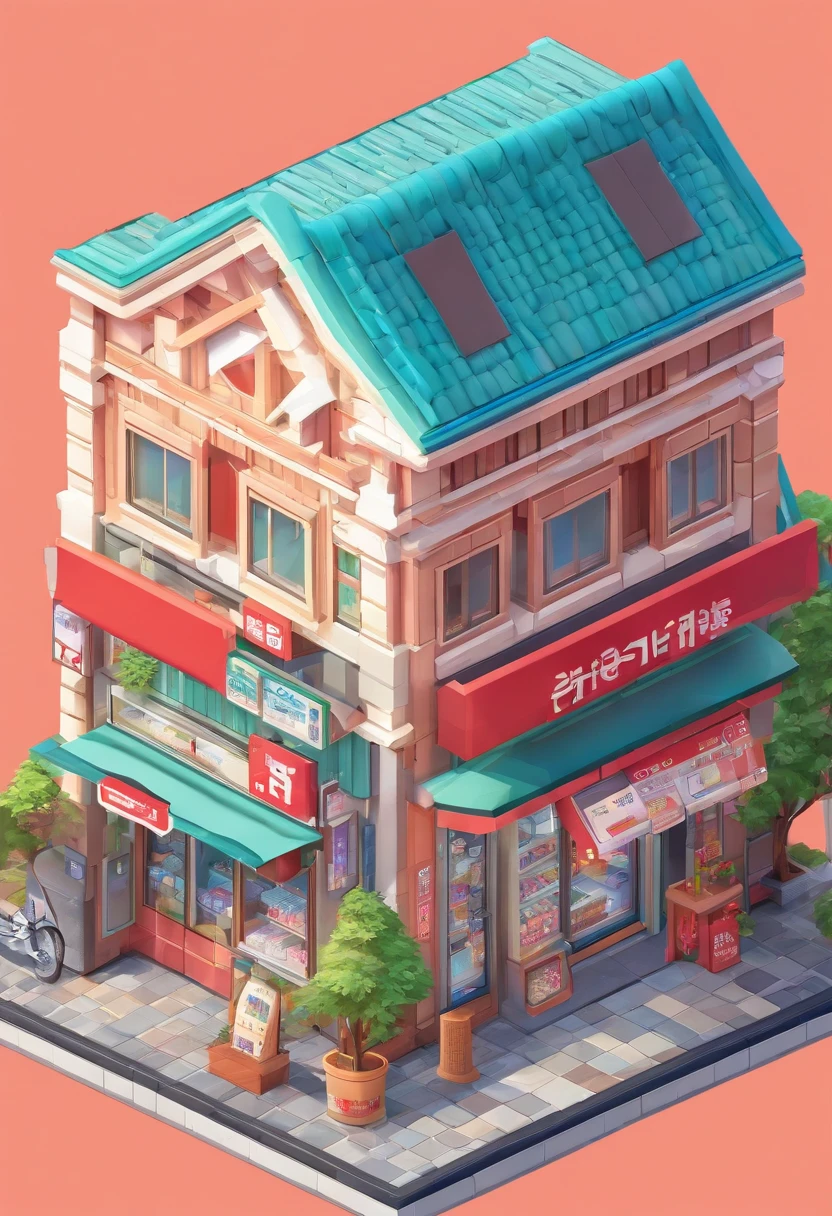 japan convenience store, isometric