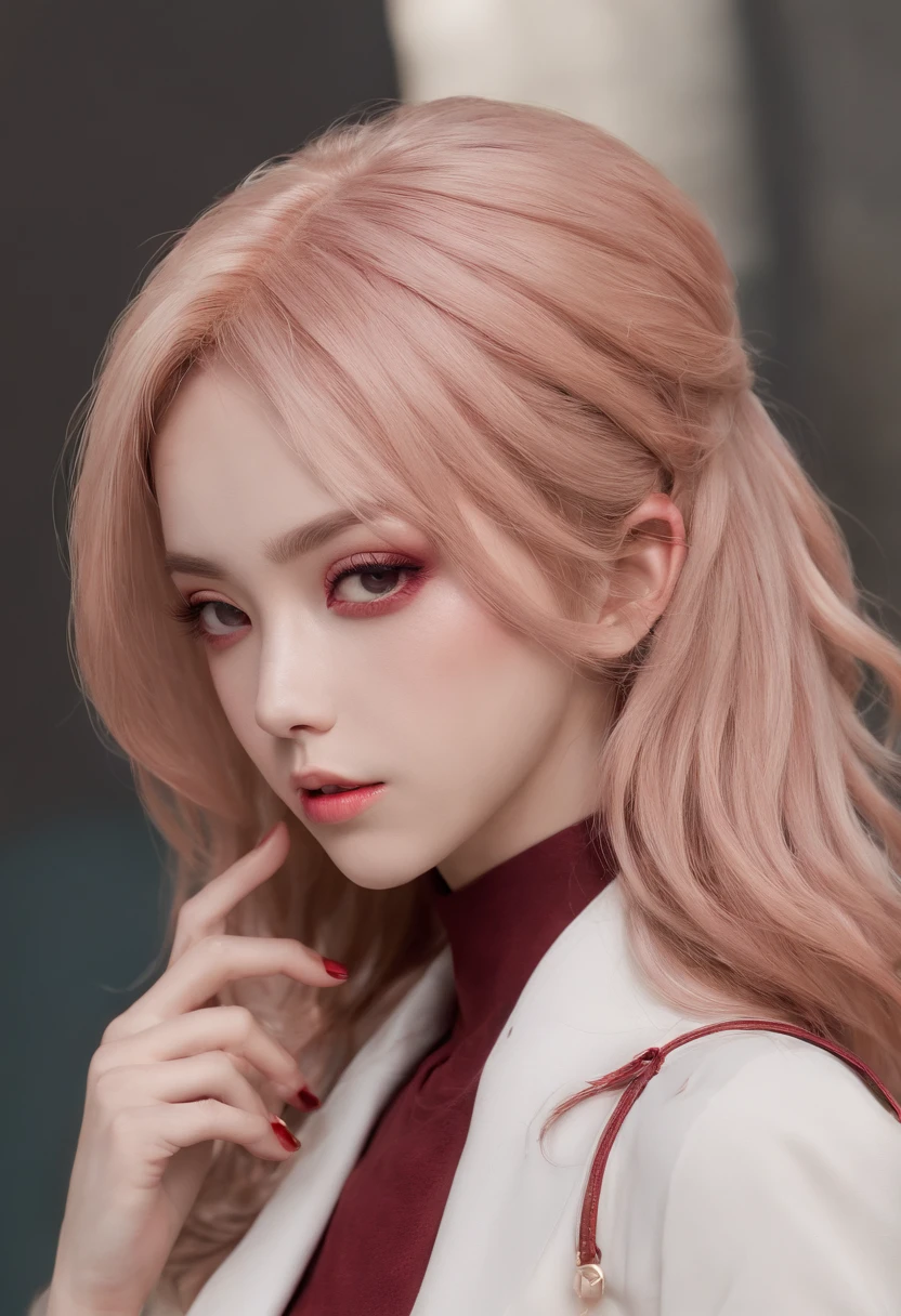 (((A deep reddish scar runs across her left cheek))) light skinned, Women around 19 years old, Natural blonde hair, Distinctive green eyes, Clothes in the world of anime, slender and graceful,, Beautiful, Streets of Tokyo, Ultra Sharp Focus, realistic shot, Tetradic color (Scar:1.4)、Hairstyles that look like they'd look like they'd look like in Dragon Ball、asian human、Flashy hair