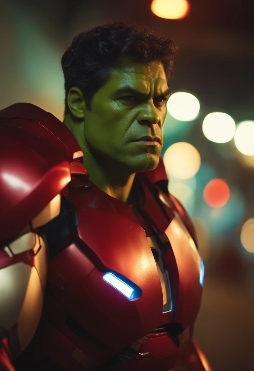 beautiful photo of hulk, wearing an iron man costume, A stunning intricate full color photo of (sks woman:1), epic character composition, by ilya kuvshinov, alessio albi, nina masic, sharp focus, natural lighting, subsurface scattering, f2, 35mm, film grain, full body