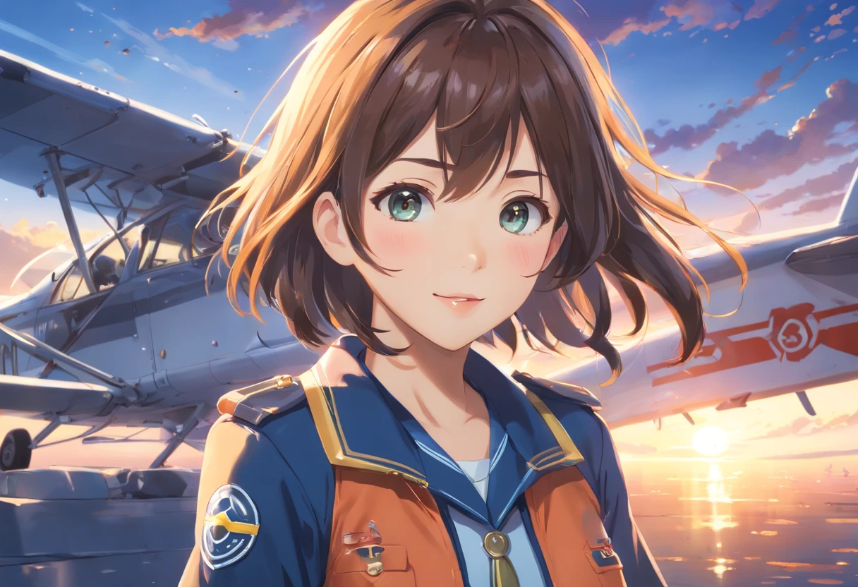 (best quality,ultra-detailed,realistic:1.37),portrait,aviation,skilled,pilot girl,1 girl,pilot,female,beautiful detailed eyes,beautiful detailed lips,smile,wearing pilot uniform,mini skirt,confident expression,stunning,professional,studio lighting,viviskirt, confidenttic