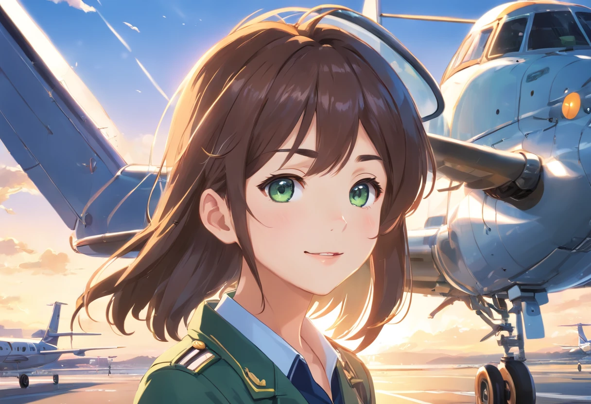 (best quality,ultra-detailed,realistic:1.37),portrait,aviation,skilled,pilot girl,1 girl,pilot,female,beautiful detailed eyes,beautiful detailed lips,smile,wearing pilot uniform,mini skirt,confident expression,stunning,professional,studio lighting,viviskirt, confidenttic