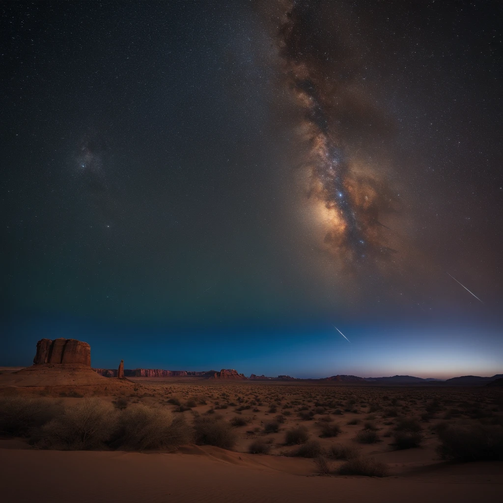 Master Parts、Superior Quality、superior image quality、The 8k quality、、Beautiful pictures of the starry sky、magnifica、Arched Milky Way:1.9、A desert:1.9