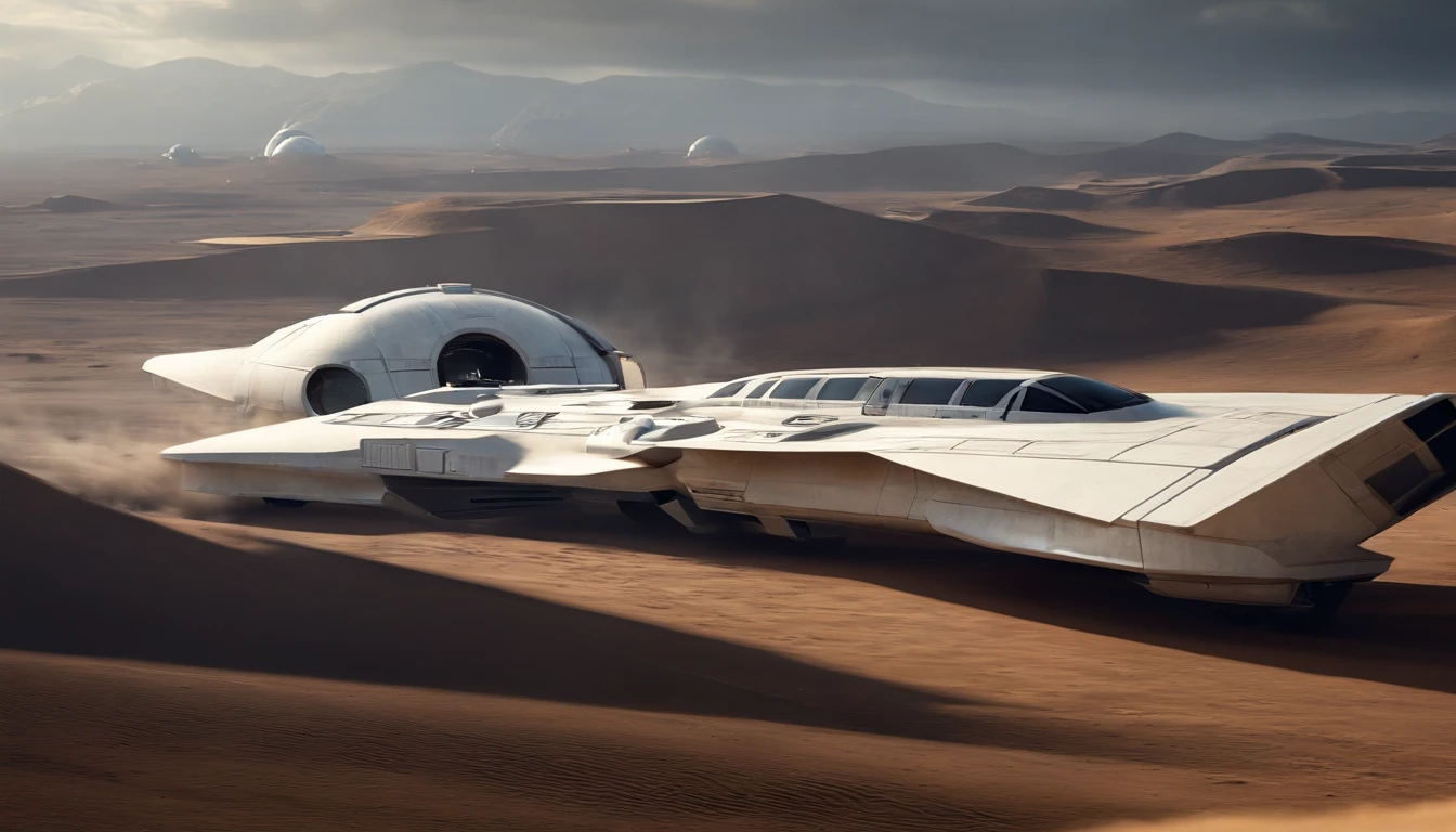 vista de longe ((Apenas uma, unique)) uma nave espacial, Estilo neves de ((star wars)) ((sem aeres)), de lucho, futurista, ((500 metros de comprimento)) ((5 metros, LARGURA)) ((uma aza na direita, uma aza na esquerda))blindagem, futurista, ouro, Branco, metal, Plano. Guerra Futurista, Flying through space ((sem corte)) (8k realista)