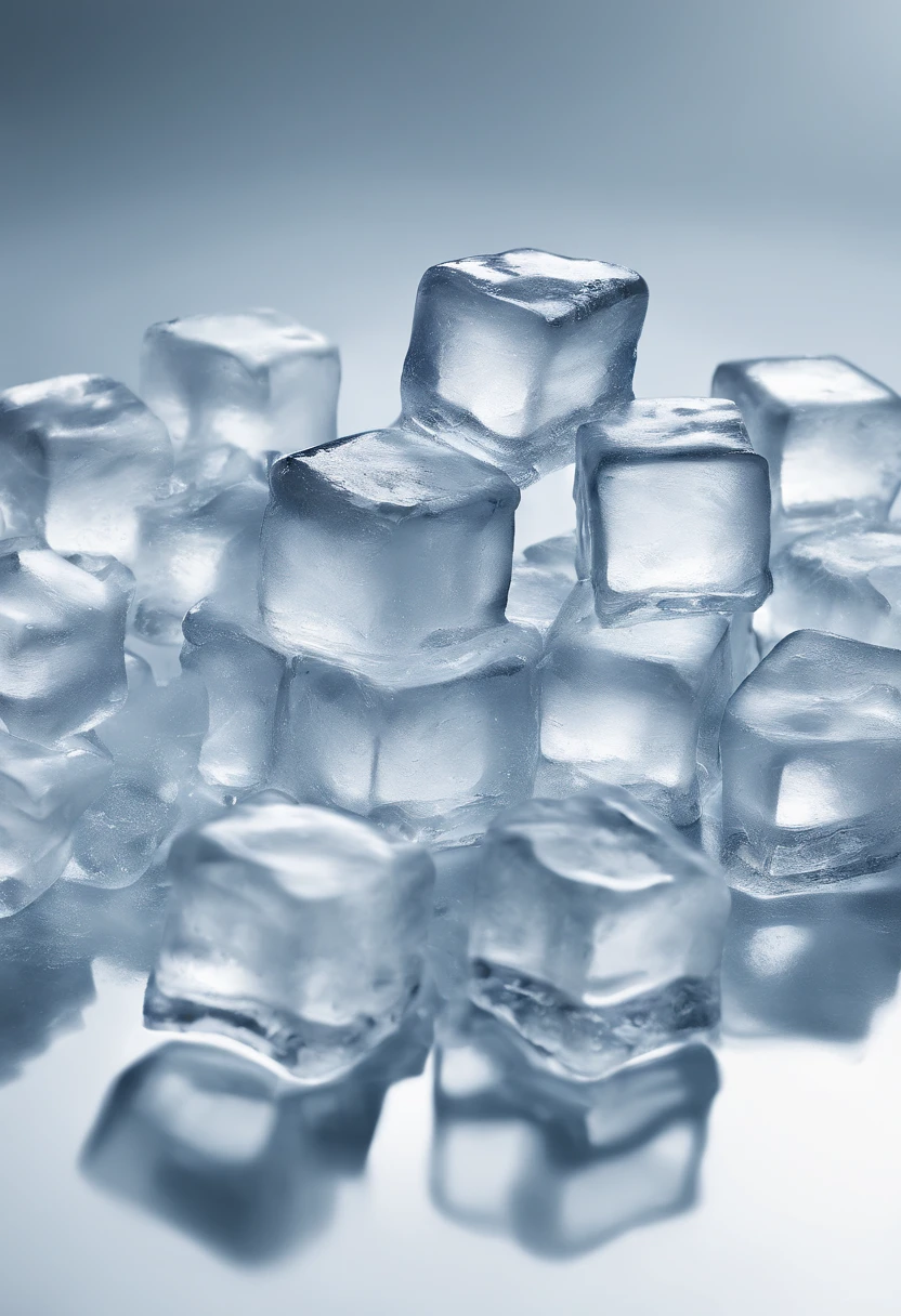Ice cubes on table on white background