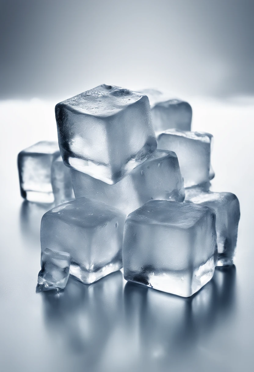 Ice cubes on table on white background