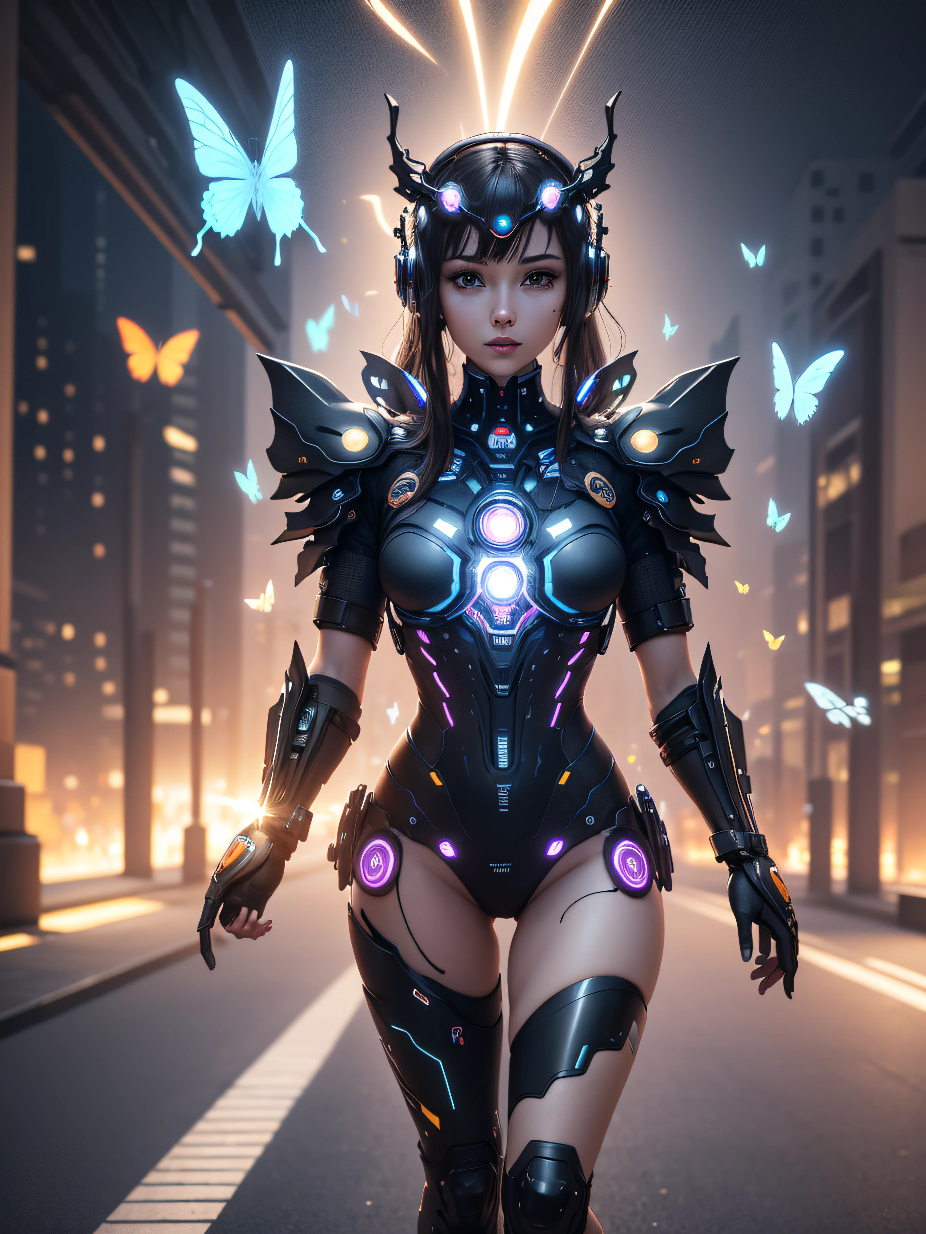 top quality, future world, State-of-the-art robot, flying puppy, Transformed into a cyborg except for the face, Transformed into a cyborg except for the shoulder, sexy images, whole body photo, (((huge puppy)))
