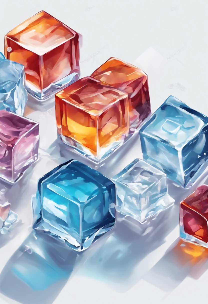 Ice cubes on table on white background
