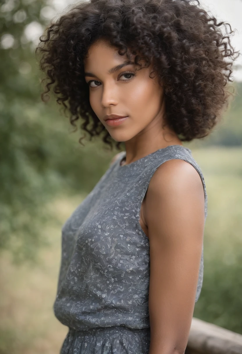 African-American girl about 30 years old 8 inches long curly hair, curly and short top hair, Short black curly hair, Short curly hair, curly bang, very short curly hair, Messy curls, Curly Black Hair Natural black hair