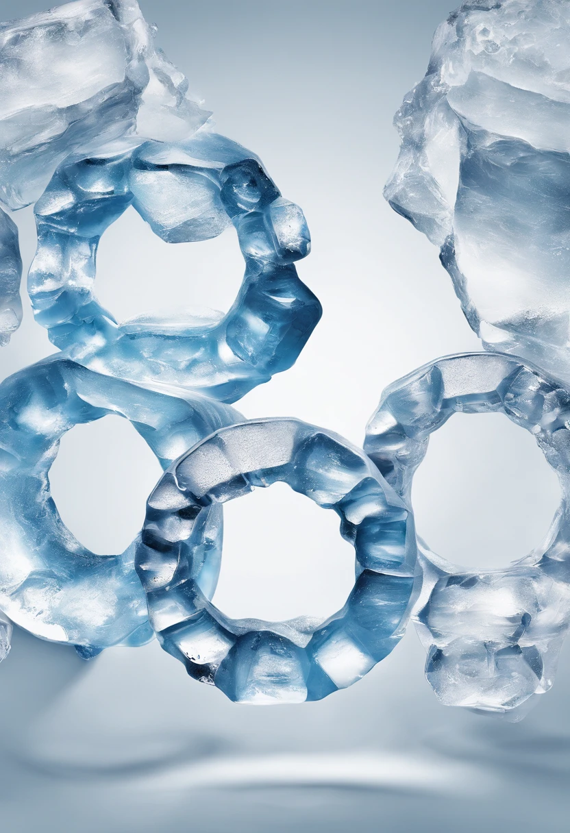 Ice cubes in the shape of a ring on white background