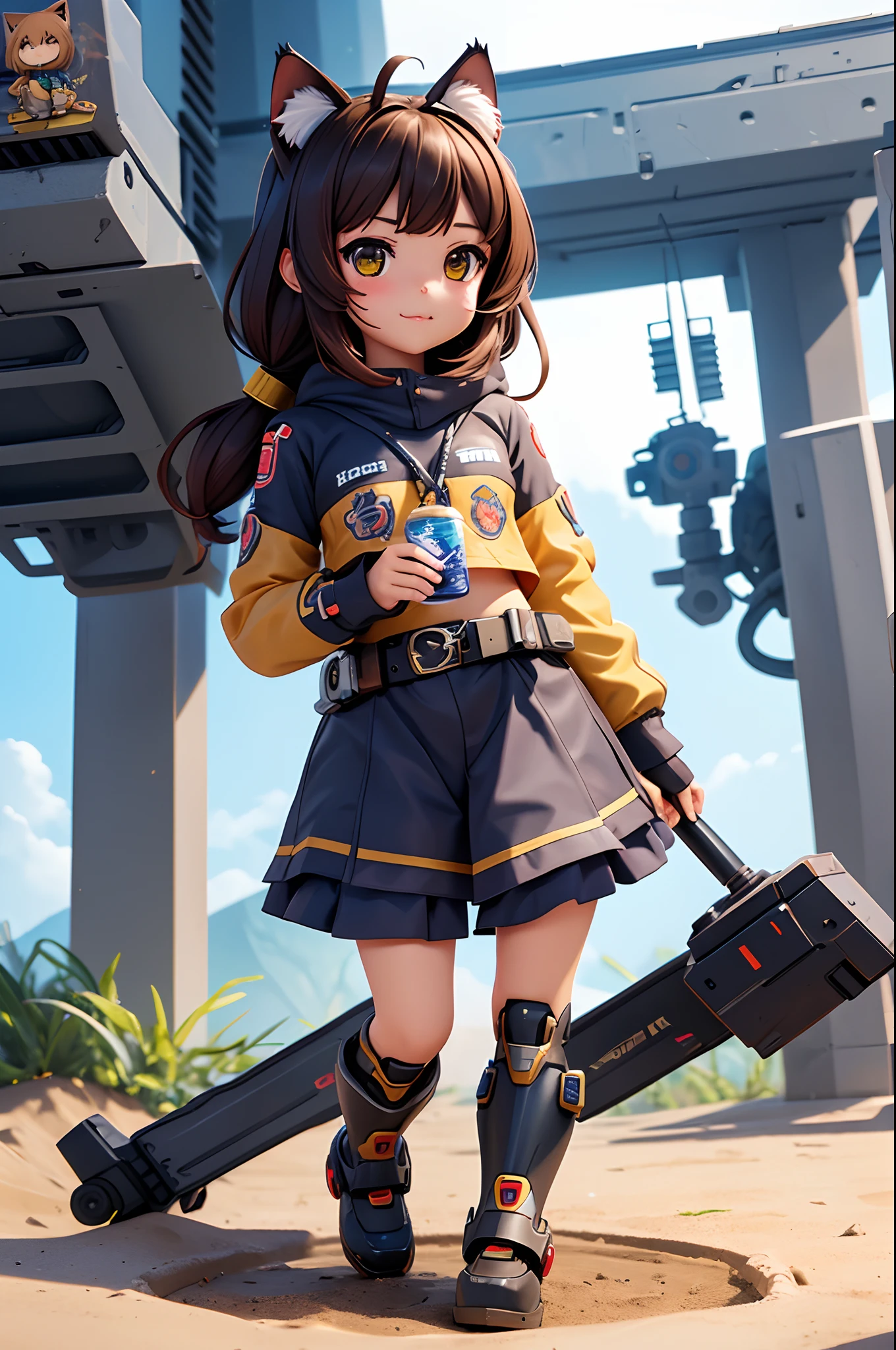 mecha girl, cat ear, chibi chara, masterpiece, super detail, best quality