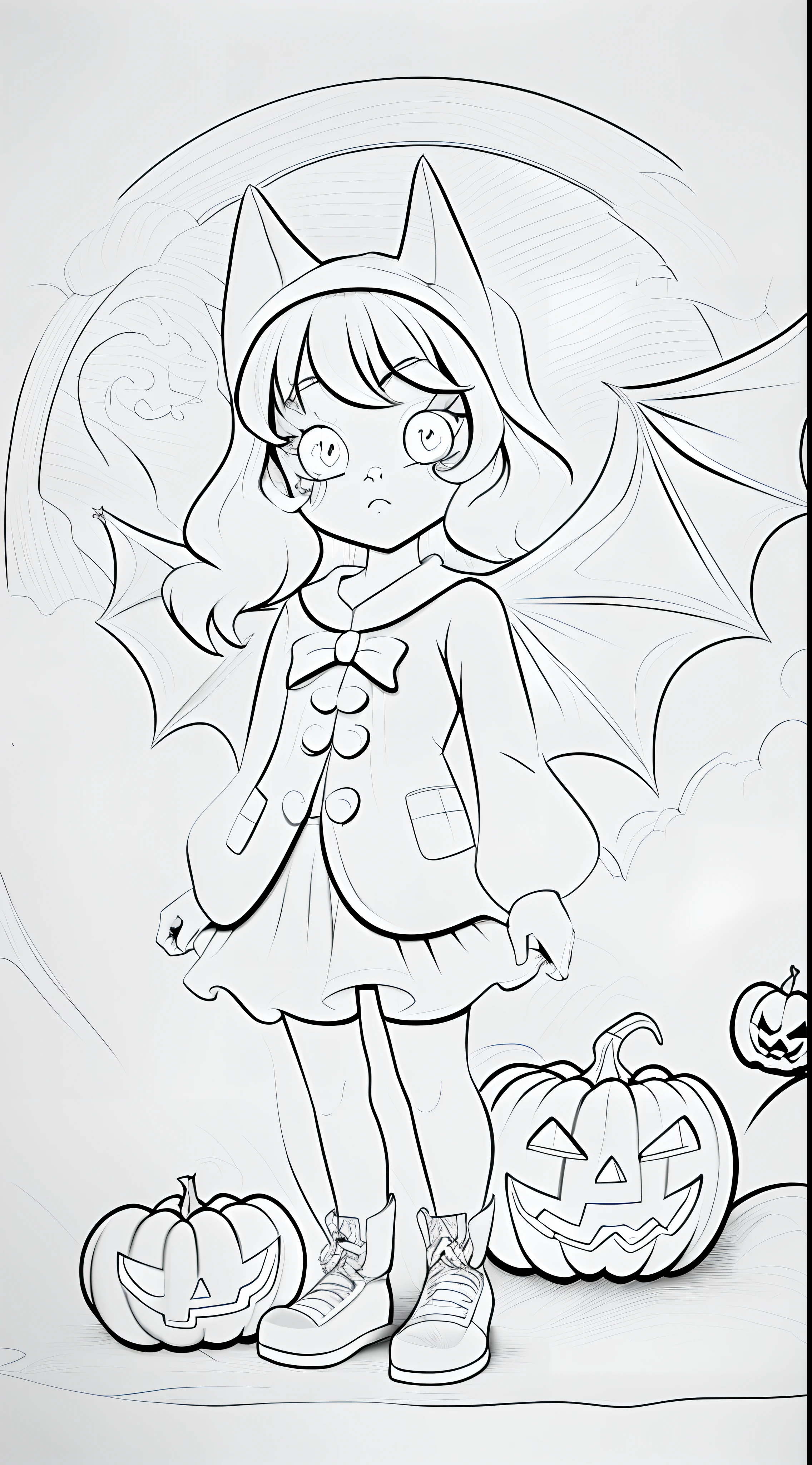Black and White Contour Art for Kids Coloring Book Page for Halloween Style Halloween Coloring Page, Coloring pages for kids, Moon behind the witch, e morcegos sobrevoando a casa antiga , estilo infantil, fundo branco, casa antiga , bruxinha de corpo inteiro, Sketch style, corpo inteiro (((((fundo branco) )))), use apenas contorno., estilo cartoon, arte de linha, livro para colorir, arte de linha limpa, fundo branco, estilo Sketch.