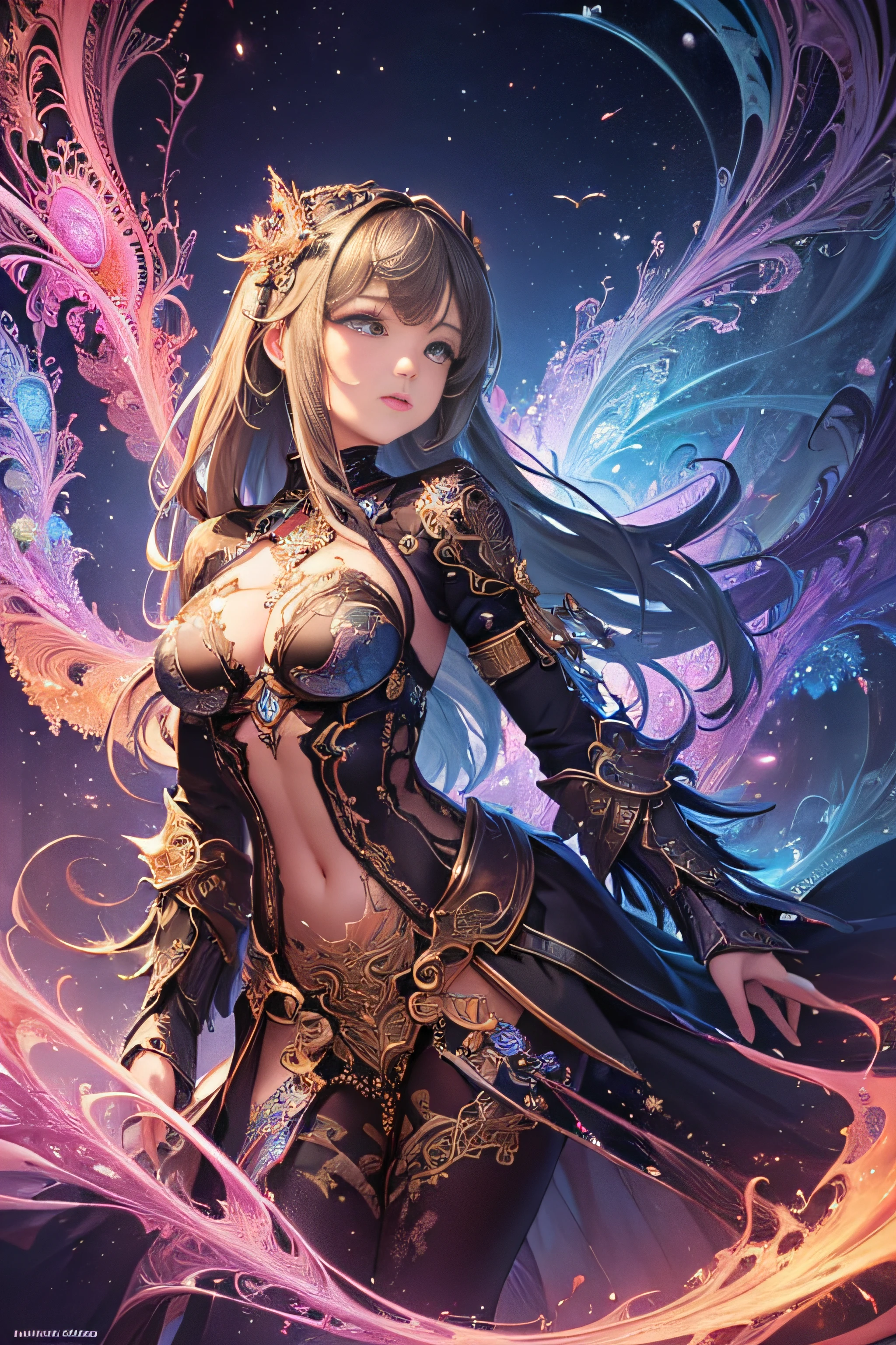 (masterpiece, top quality, best quality, official art, beautiful and aesthetic:1.2), (1girl), extreme detailed,(fractal art:1.3),colorful,highest detailed