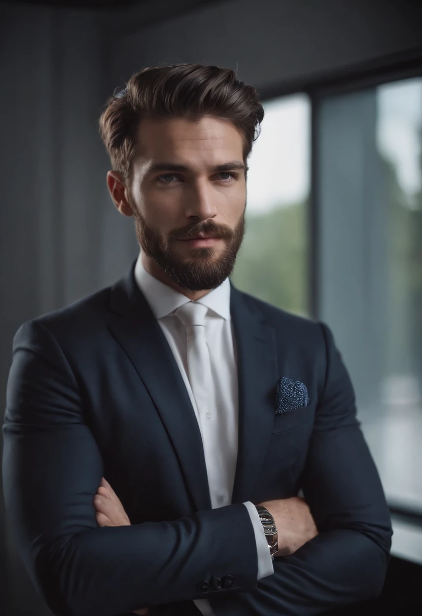 Gorgeous man in suit , Beautiful beard , Sexy Man Executive, Terno Preto