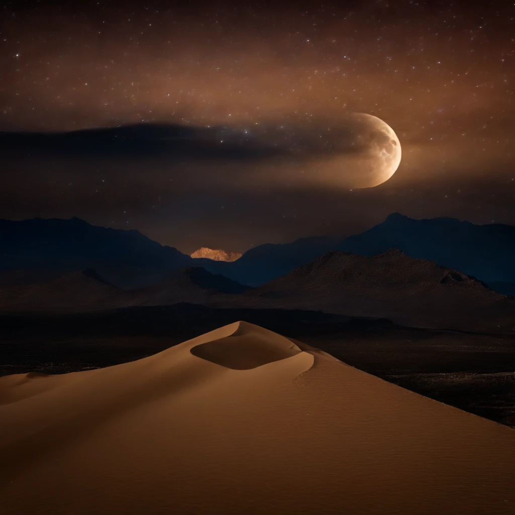 Master Parts、Superior Quality、superior image quality、The 8k quality、、Beautiful pictures of the starry sky、magnifica、Arched Milky Way:1.9、(A desert:1.9)