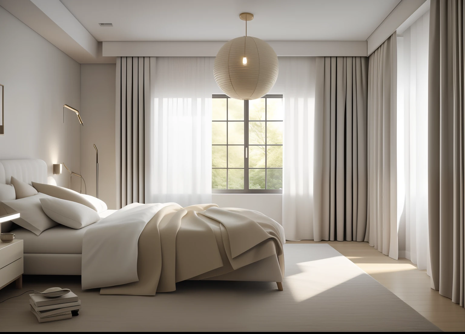 cozy room, thick curtains, photo, creamy white, interior, modern, (angled), (masterpiece),(high quality), best quality, real, (realistic), super detailed, (full detail),(4k),8k