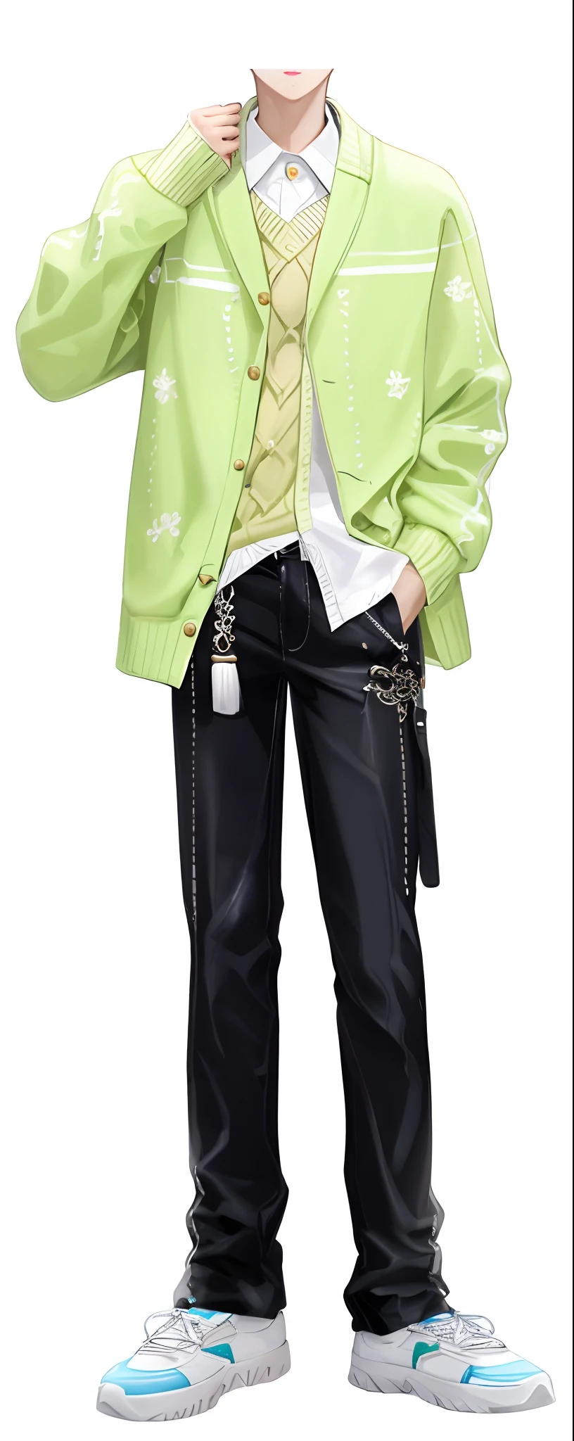 Pubic area is clear，filigree，Green sweater