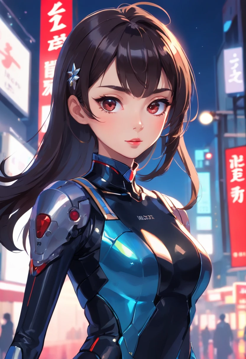 (1mecha girl:1.3, solo), (Audrey Hepburn:1.3), (a extremely pretty and beautiful Japanese cyborg girl), (sexy girl), (professional attire:1.3), (22 years old: 1.1), (walking on red carpet:1.3), (attractive random posing:1.3), (in the night royal party:1.3), (looking straight at you:1.3), (starring at you:1.3), (front view:1.3), (from side:1.3), break, (ponytail:1.3), (shiny-black thin hair:1.2), bangs, dark brown eyes, beautiful eyes, princess eyes, (big eyes:1.3), bangs, wearing a glasses:1.3, Hair between eyes, short hair:1.3, (slender:1.1), (small-medium-breasts:0.95), (thin waist: 1.15), (detailed beautiful girl: 1.4), Parted lips, Red lips, full-make-up face, (shiny skin), ((Perfect Female Body)), (upper body image:1.3), Perfect Anatomy, Perfect Proportions, (most beautiful Korean actress face:1.3, extremely cute and beautiful Japanese actress face:1.3), BREAK, (View viewer, wearing a lovely bitch cordinate, (insanely detailed cyborg bodysuit:1.3), (blue metallic armor:1.3), (pin-heels:1.3), detailed clothes, BREAK, (detailed royal night party background:1.2), (dark background), (Studio soft lighting: 1.3), (fake lights: 1.3), (backlight: 1.3), BREAK, (Realistic, Photorealistic: 1.37), (Masterpiece, Best Quality: 1.2), (Ultra High Resolution: 1.2), (RAW Photo: 1.2), (Sharp Focus: 1.3), (Face Focus: 1.2), (Ultra Detailed CG Unified 8k Wallpaper: 1.2), (Beautiful Skin: 1.2), (pale Skin: 1.3), (Hyper Sharp Focus: 1.5), (Ultra Sharp Focus: 1.5), (Beautiful pretty face: 1.3), (super detailed background, detail background: 1.3), Ultra Realistic Photo, Hyper Sharp Image, Hyper Detail Image,