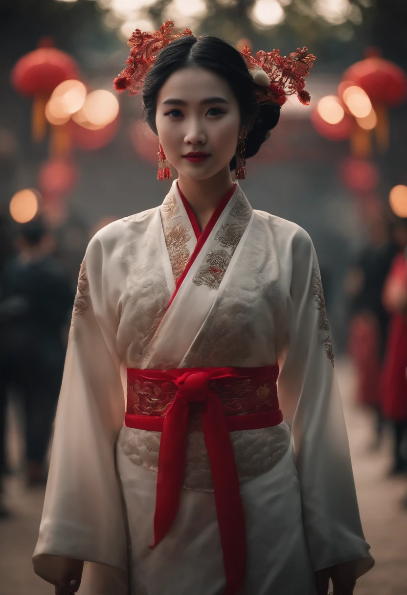 China-style,Lion dance girl,highly detailed surreal vfx,Smudge,Faraway view,super-fine,ultra - detailed,high qulity,8K ,oc rendered,dynamic viewing angle