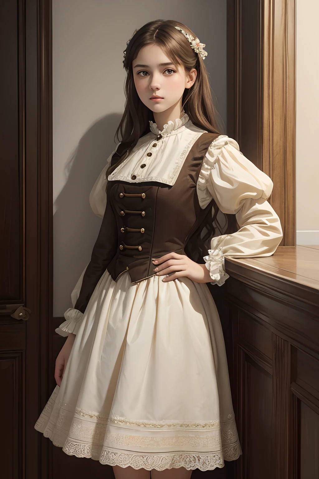 create an 1800s style ensemble that is elegant and ivory