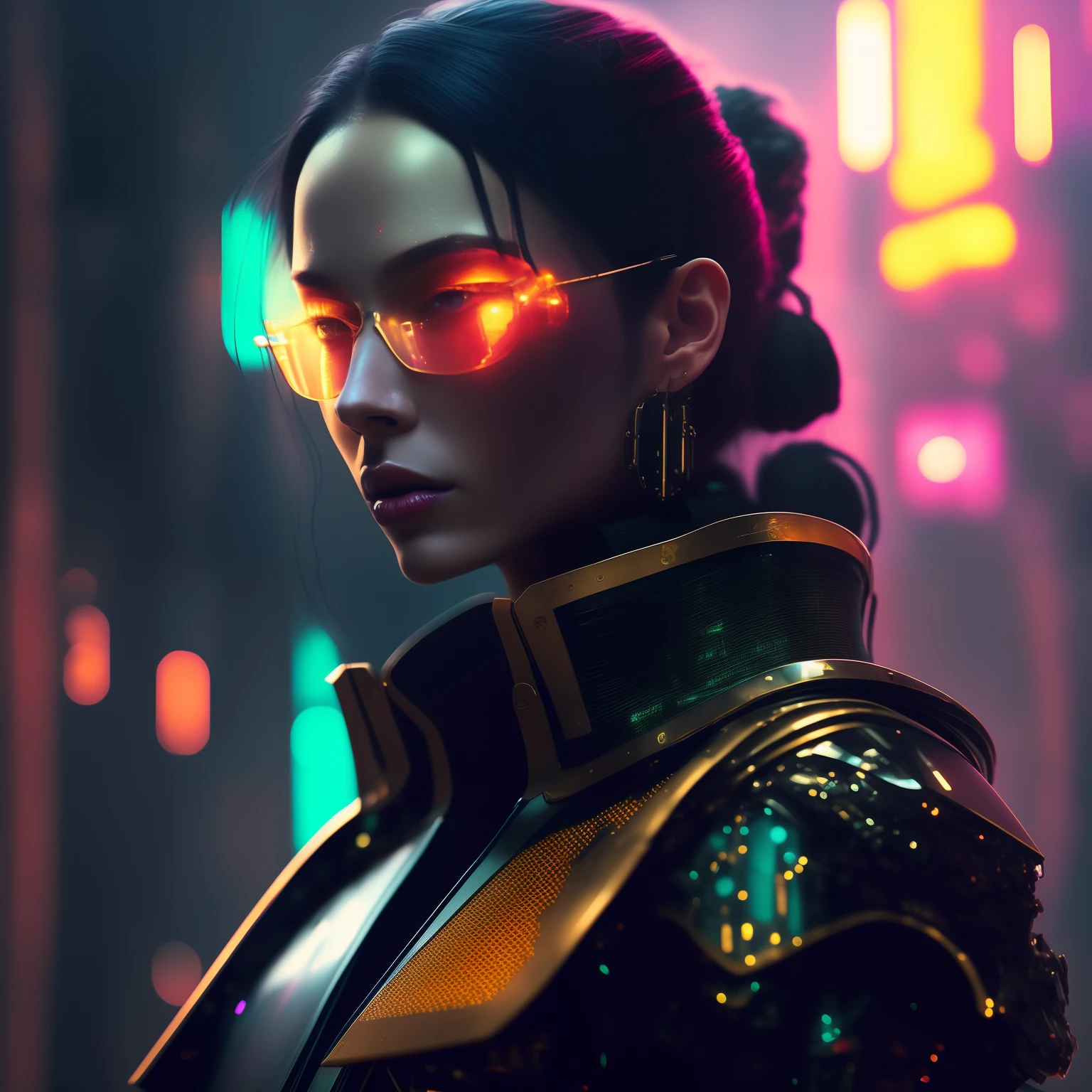 Detailed gothic medieval portrait in cyberpunk style, futuristic reflective clothing (neon:1.1), science-fiction, Robot Parts, Gold Details, The face of the machine
Cinematic light, reflections, полировка
if 50mm, (painting by Greg Rutkowski)), (Studio Ghibli:1.1), artgern, art, illustartion, ((Dark atmosphere)), ((Vegetka)), (HDR)
(Minimum color picker)), Soothing tones, Muted colors, Dim, Calm tones, Pastel colors
High Detail, intricate detials