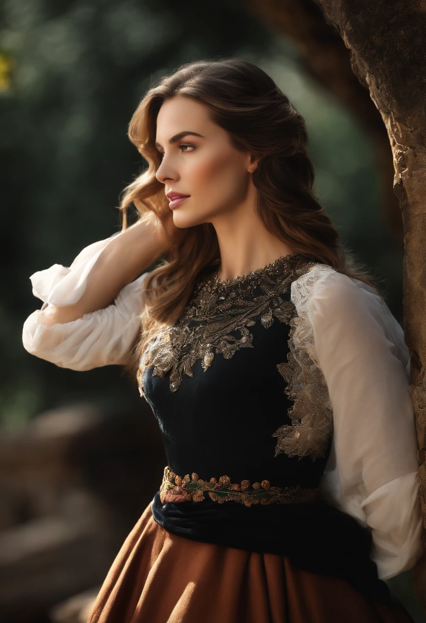(Obra maestra:1.4), (Mejor calidad:1.4), (High resolution:1.4), , Ana de Arendelle, , sorprendido, Cabello largo, , Mirando al espectador,, black robe,, al aire libre, ,