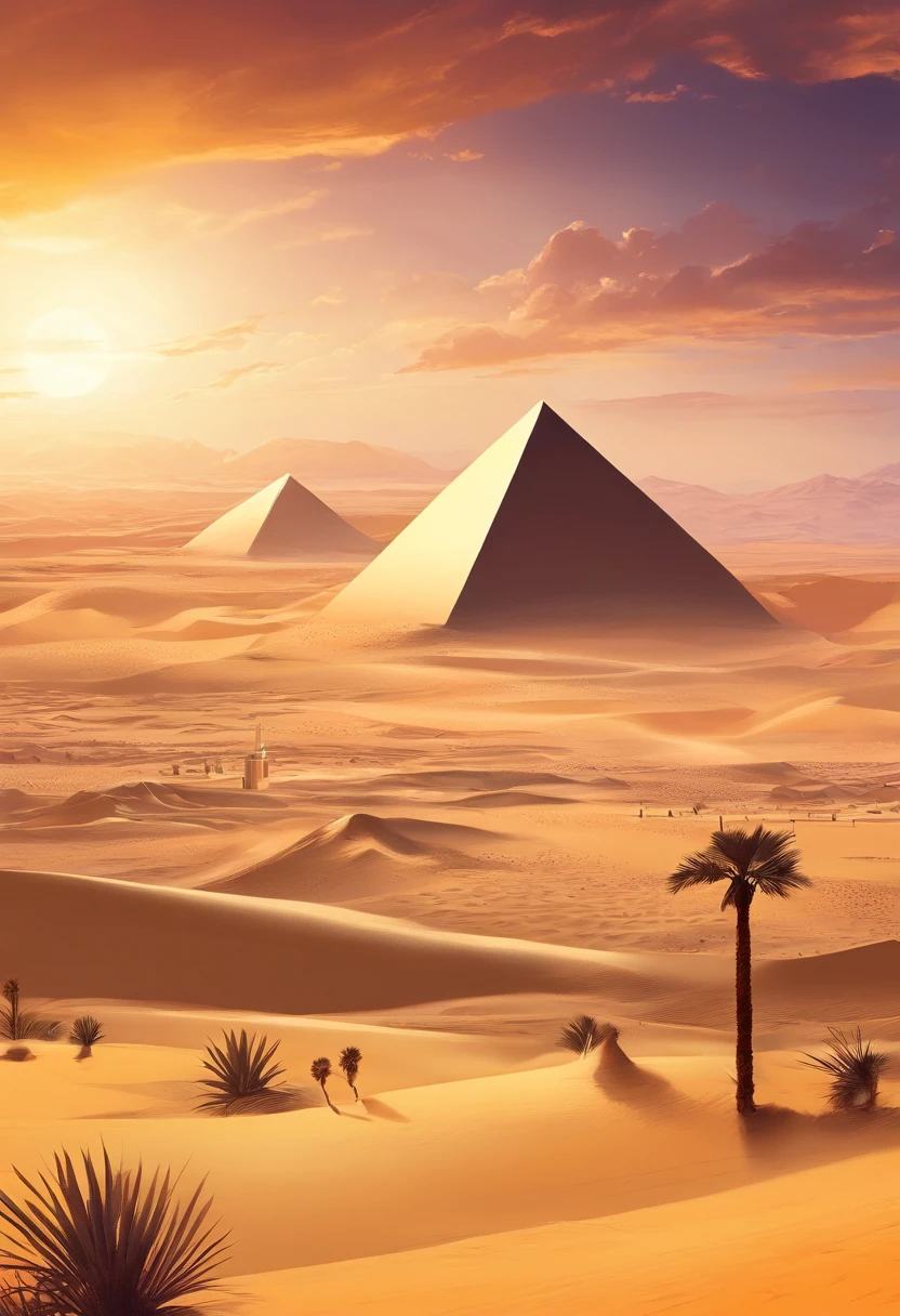 Arafed view of the pyramids of giza in the desert - SeaArt AI