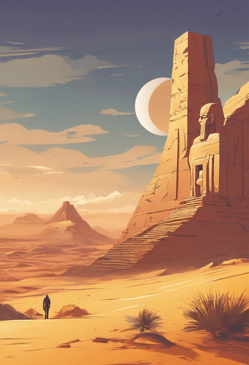 Yellow sand in the sky，The background is a vast desert，the sphinx，digital landscape art, Detailed scenery —width 672, landscape artwork, environment design illustration, scenery art detailed, Desert oasis landscape, concept-art, 4k highly detailed digital art, 4 k digital painting, 4k digital painting, stunning digital illustration, Desert background, digital painting concept art, Detailed digital painting