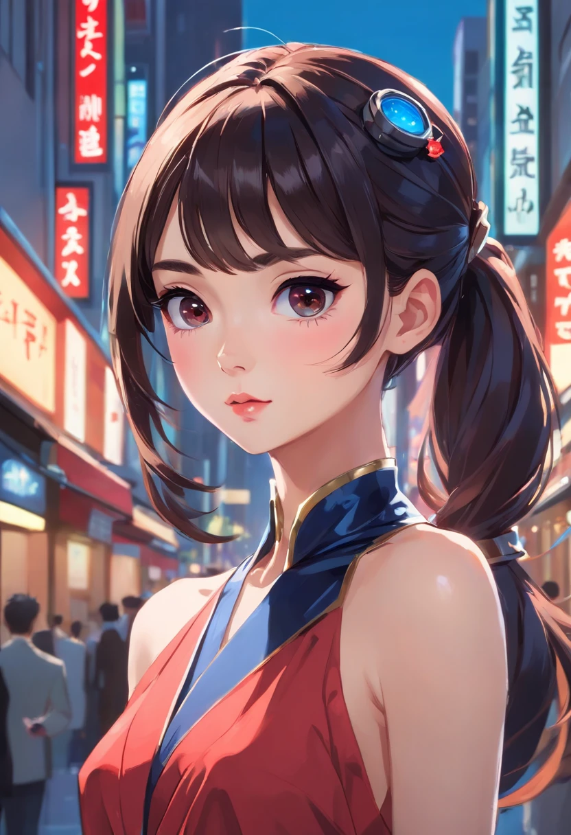 (1mecha girl:1.3, solo), (Audrey Hepburn:1.3), (a extremely pretty and beautiful Japanese cyborg girl), (sexy girl), (professional attire:1.3), (22 years old: 1.1), (walking on red carpet:1.3), (attractive random posing:1.3), (in the night royal party:1.3), (looking straight at you:1.3), (starring at you:1.3), (front view:1.3), (from side:1.3), break, (ponytail:1.3), (shiny-black thin hair:1.2), bangs, dark brown eyes, beautiful eyes, princess eyes, (big eyes:1.3), bangs, wearing a glasses:1.3, Hair between eyes, short hair:1.3, (slender:1.1), (small-medium-breasts:0.95), (thin waist: 1.15), (detailed beautiful girl: 1.4), Parted lips, Red lips, full-make-up face, (shiny skin), ((Perfect Female Body)), (upper body image:1.3), Perfect Anatomy, Perfect Proportions, (most beautiful Korean actress face:1.3, extremely cute and beautiful Japanese actress face:1.3), BREAK, (View viewer, wearing a lovely bitch cordinate, (insanely detailed cyborg bodysuit:1.3), (blue mechanical armor:1.3), (pin-heels:1.3), detailed clothes, BREAK, (detailed royal night party background:1.2), (dark background), (Studio soft lighting: 1.3), (fake lights: 1.3), (backlight: 1.3), BREAK, (Realistic, Photorealistic: 1.37), (Masterpiece, Best Quality: 1.2), (Ultra High Resolution: 1.2), (RAW Photo: 1.2), (Sharp Focus: 1.3), (Face Focus: 1.2), (Ultra Detailed CG Unified 8k Wallpaper: 1.2), (Beautiful Skin: 1.2), (pale Skin: 1.3), (Hyper Sharp Focus: 1.5), (Ultra Sharp Focus: 1.5), (Beautiful pretty face: 1.3), (super detailed background, detail background: 1.3), Ultra Realistic Photo, Hyper Sharp Image, Hyper Detail Image,