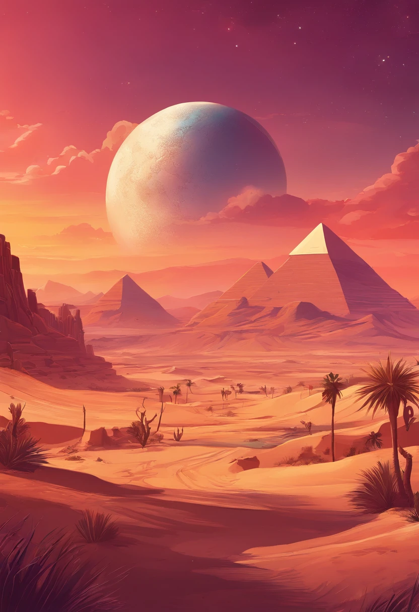 Desert in the background,the night,The sky is full of stars,the sphinx,ancient Egyptian,digital landscape art, Detailed scenery —width 672, landscape artwork, environment design illustration, scenery art detailed, Desert oasis landscape, concept-art, 4k highly detailed digital art, 4 k digital painting, 4k digital painting, stunning digital illustration, Desert background, digital painting concept art, Detailed digital painting