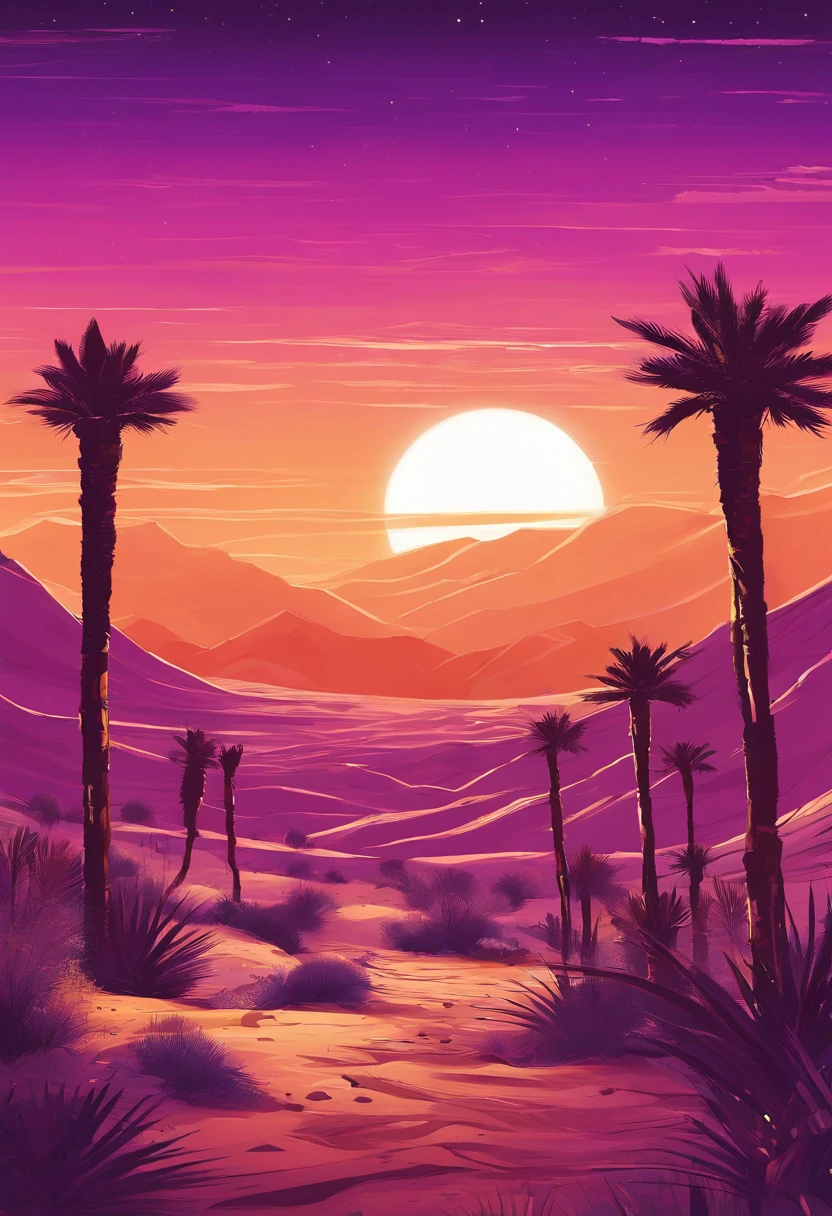 Desert in the background，Purple night starry sky，with the sky full of stars，ancient Egyptian，digital landscape art, Detailed scenery —width 672, landscape artwork, environment design illustration, scenery art detailed, Desert oasis landscape, concept-art, 4k highly detailed digital art, 4 k digital painting, 4k digital painting, stunning digital illustration, Desert background, digital painting concept art, Detailed digital painting