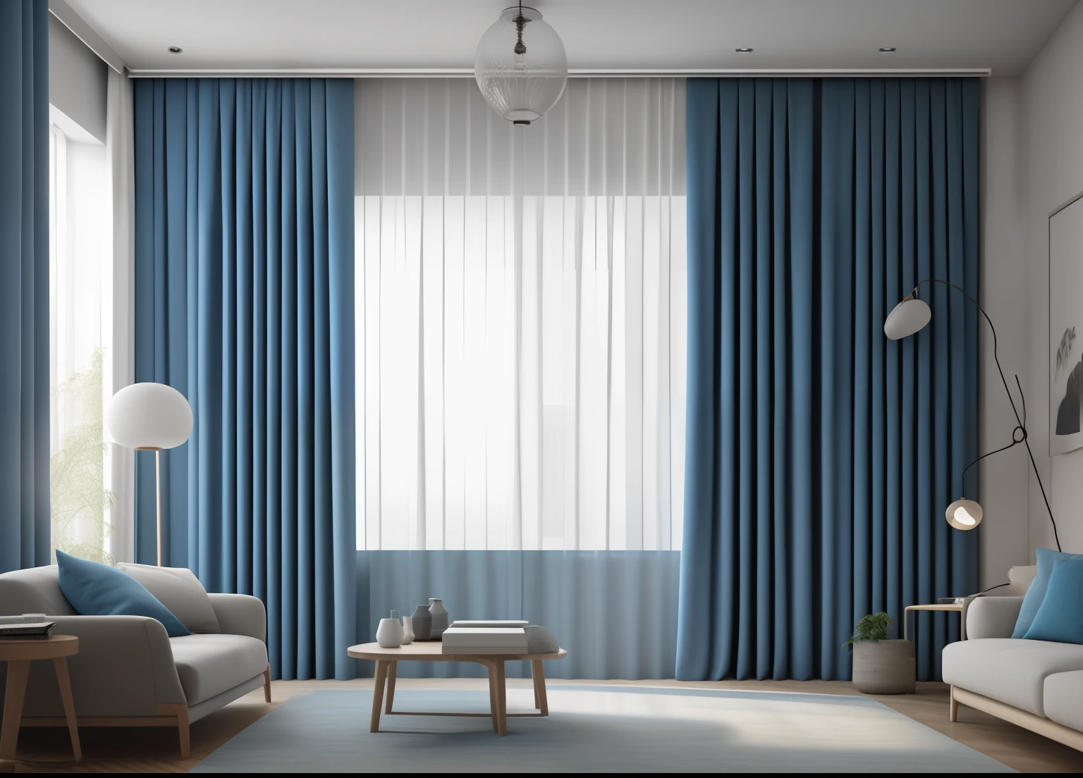 cozy room, thick curtains, large curtain, photo, blue curtains, interior, modern, (angled), (masterpiece),(high quality), best quality, real, (realistic), super detailed, (full detail),(4k),8k