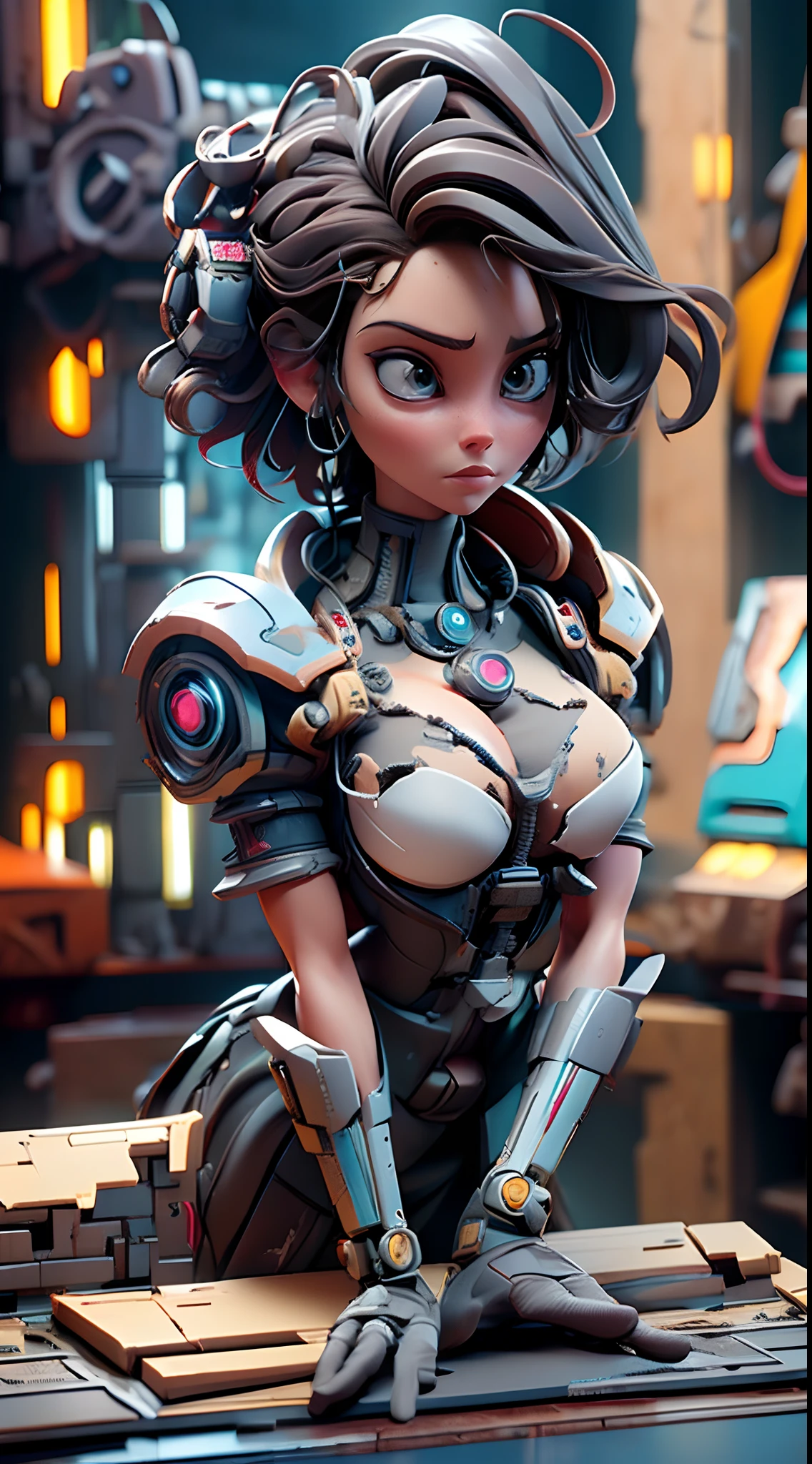 ((best quality)), (Masterpiece)), (very detailed:1.3), 3d, Shitsumeka, Cyberpunk woman, cybermeta equipped with a mechanic fox armor in the ruins of a destroyed city. Ancient Technology, Hdr (High Dynamic), Ray Tracing, NVIDIA RTX, Super Resolution, Unreal 5, Post-processing, Depth of Field, Maximum Sharpness, Multilayer Textures, Surface Shading, Precise Simulation of Light-Material Interactions, Perfect proportions, Octane rendering, Dual illumination, Low ISO, White balance, Rule of thirds, Large aperture, RAW 8K, Efficient sub-pixel, sub-imageconvolution of pixels, luminescent particles, light scattering, Tyndall effect