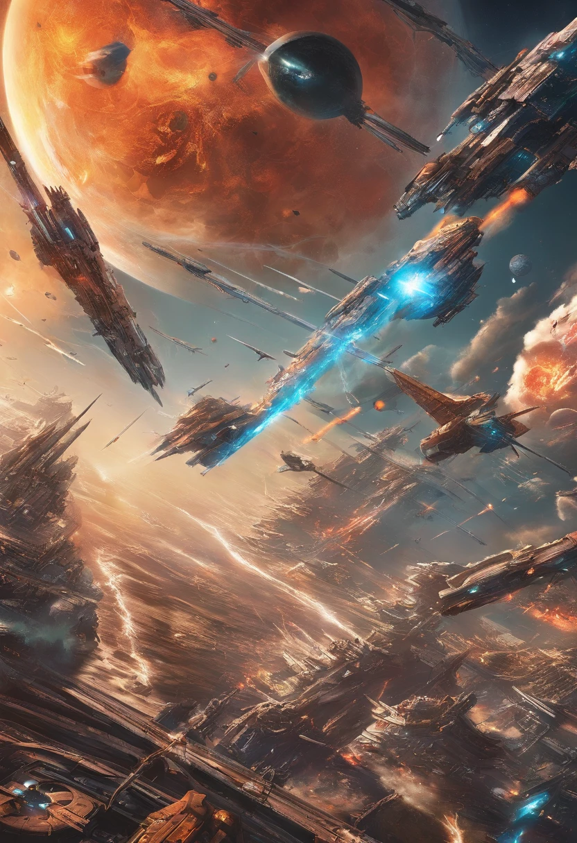 Master made，Grandiose spectacle，（Chinese characteristics），（（Sword appearance）Flying battleships），（（Majesty，Domineering）），opening fire，Full fire，（（（Bombing Japan）））Bombardment，background in war，Highest image quality，complexdetails，Extreme resolution，Dynamic obfuscation，Full of details，Precise detailing