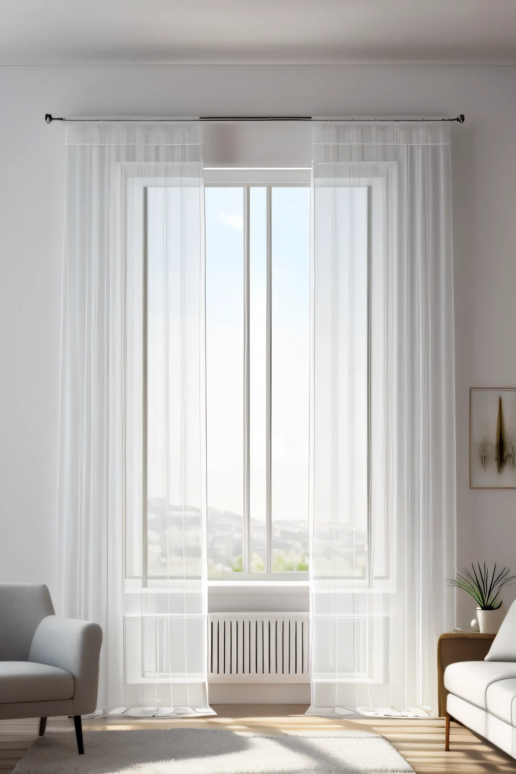 room, sheer curtains, translucent white, interior, interior design, modern, closed curtains, wind, cozy, (masterpiece),(high quality), best quality, real, (realistic), super detailed, (full detail),(4k),8k