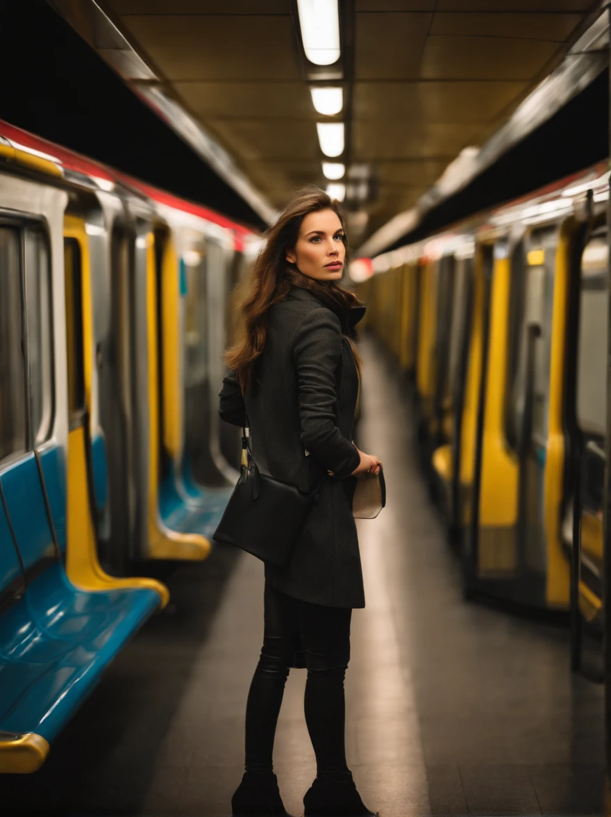 beautiful woman on luxembourg subway