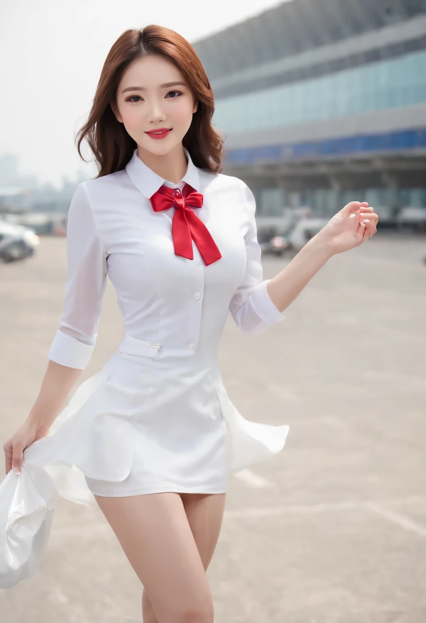 tmasterpiece、top-quality、(fully body photo:1.5)、hyperedetailed photo、Crew uniforms、Wear a flight attendant jacket、(oily body)、(White tight skirt:1.5)、Arms up、(((Held from behind by an old man with thinning hair:1.5)))、 Transparent pantyhose、(((Catch:1.5)))、 Photoreal,absurderes, Too much skin exposure, photoRealstic, ((nedium breasts: 1.3)(top-quality)、The skin is exposed a lot、A slight smil 、(Cabin Crew)、A high resolution、High detail skin、High detail face、((In the cabin of a passenger aircraft:1.5))、(Flight attendant uniforms)、1 girl in、独奏、(Flight attendant hairstyle)、beautiful detailed teeth、tmasterpiece、hentail realism、profesional lighting、A picture、Facials、Beautiful skins、Perfect lips、hyperedetailed photo、((Very detailed beautiful face and eyes))、brunette color hair、Skin exposed、((Stretch leg 1.9))、From the front side、Left and right symmetrical eyes、Flight attendant hairstyle、beautifullegs、perfect foot、perfect anatomia、((Ultra-thin pantyhose :1.2))、