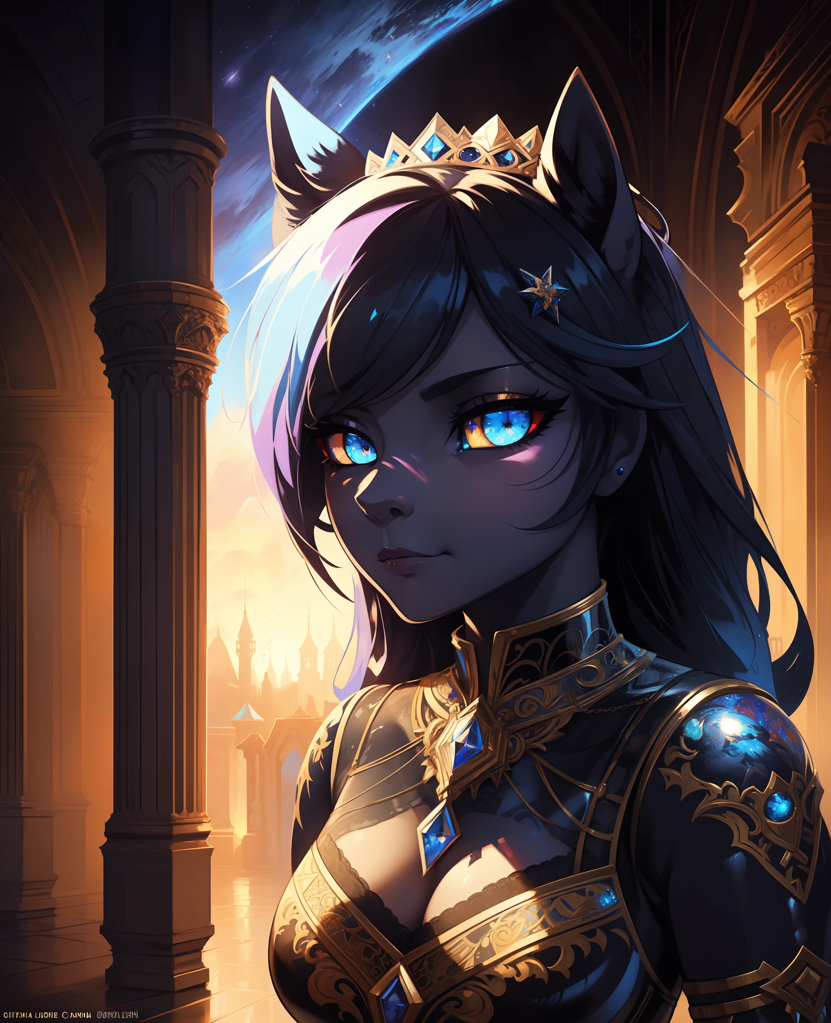 pony princess luna, extreme closeup, intricate detail, metallic, reflective, [evil:3, ]Ornate, countershading, trending on Getty Images, pony[ fluxus:6] [concrete art :3]by ([Alena Aenami Lovis Corinth Charles White:Anselm Kiefer Carne Griffiths Nick Silva:11]:[1.1:1.24:5])
